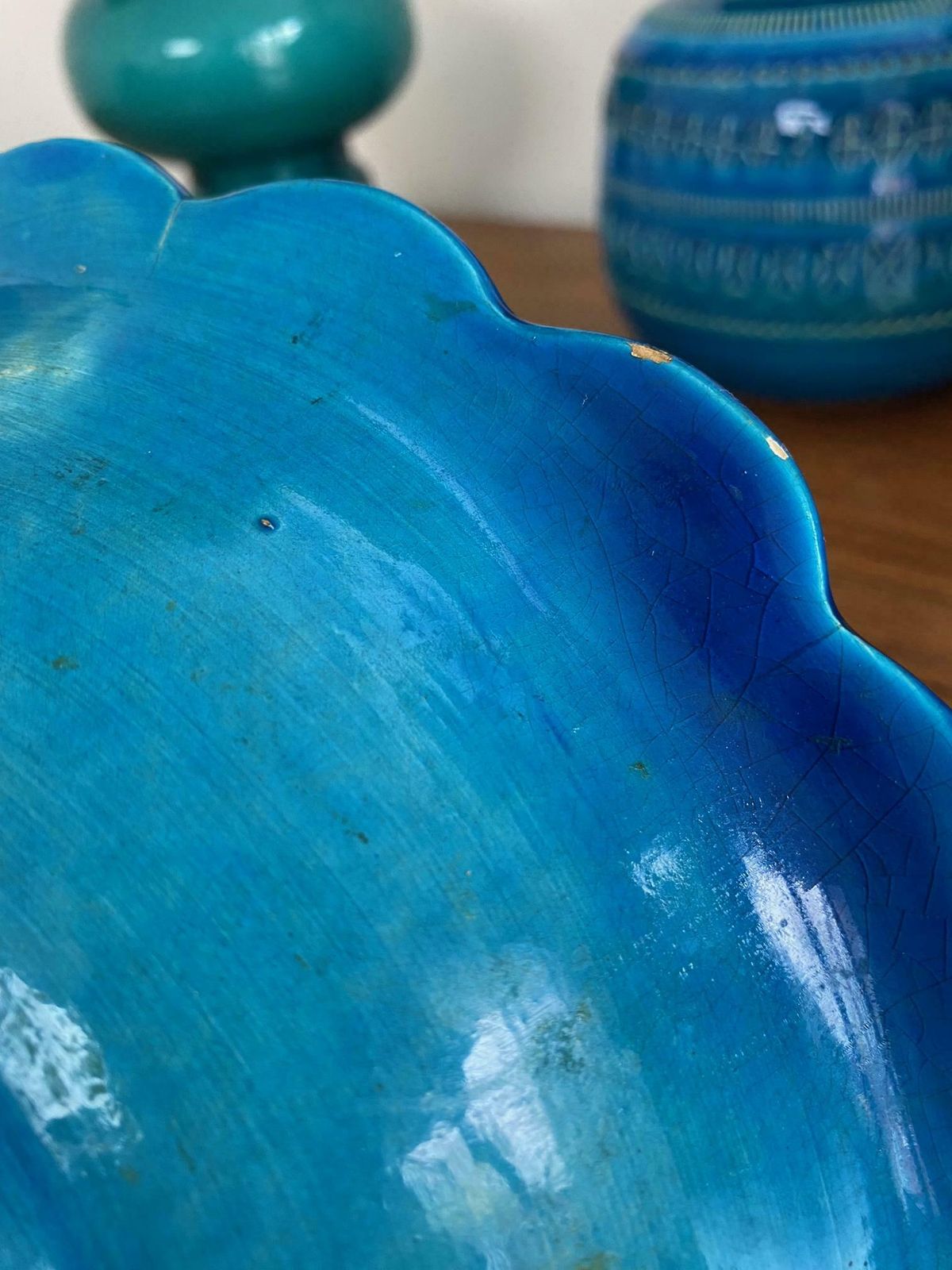 Italian Mid Century Bitossi Pottery Bowl Rimini Blue Aldo Londi 1960s 70s Interior Design photo Home Decor