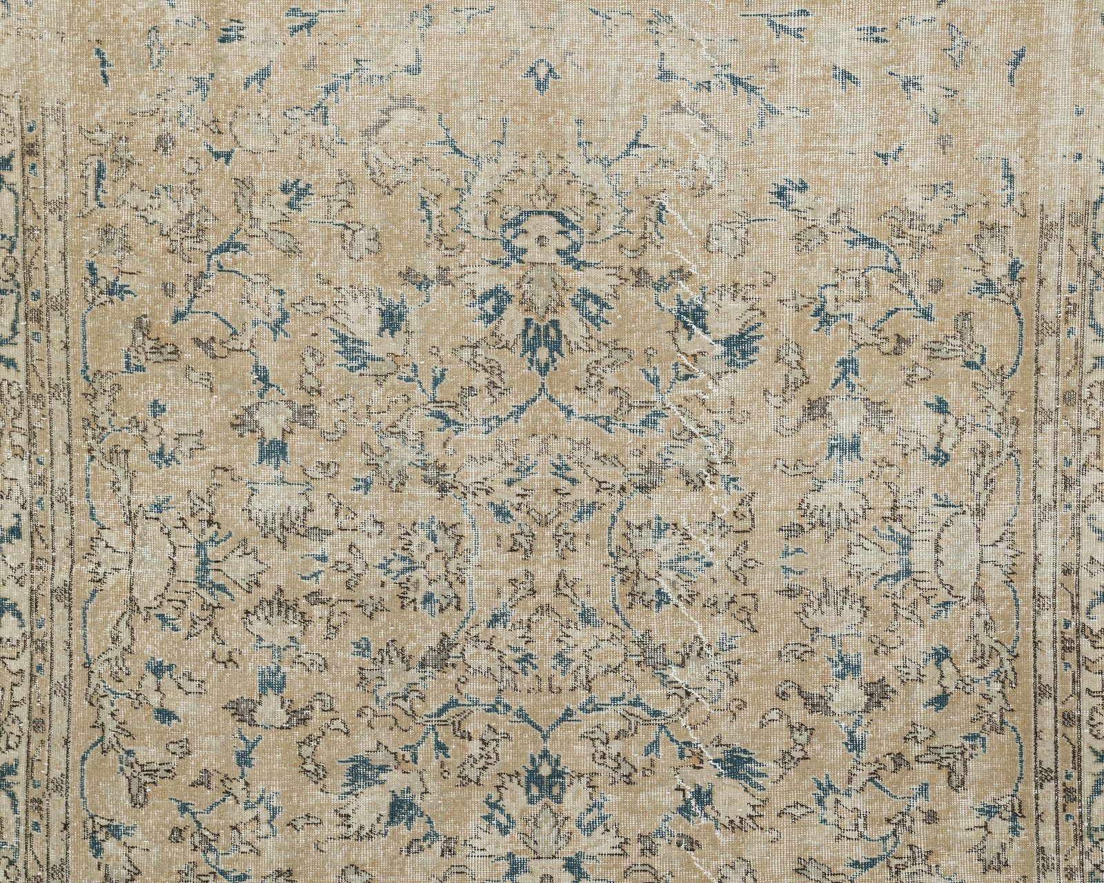 Vintage Rug, Neutral Turkish Rug, Low Pile Rug, Oushak Rug, Anatolian Rug, Oversized Rug, Area Rug, Antique Rug, A4101 photo for sale