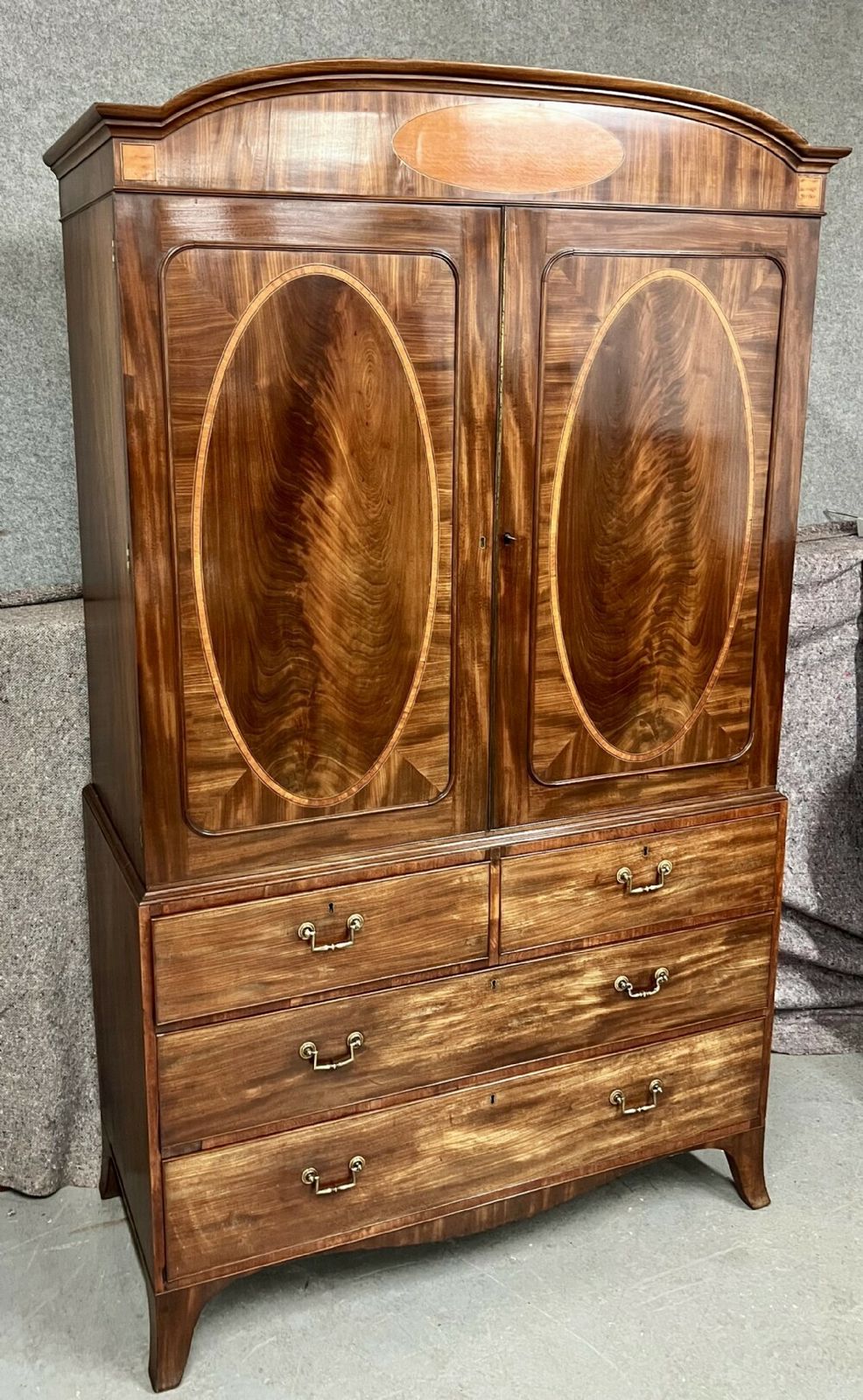Superb Quality George IV Inlaid Linen Press photo furniture