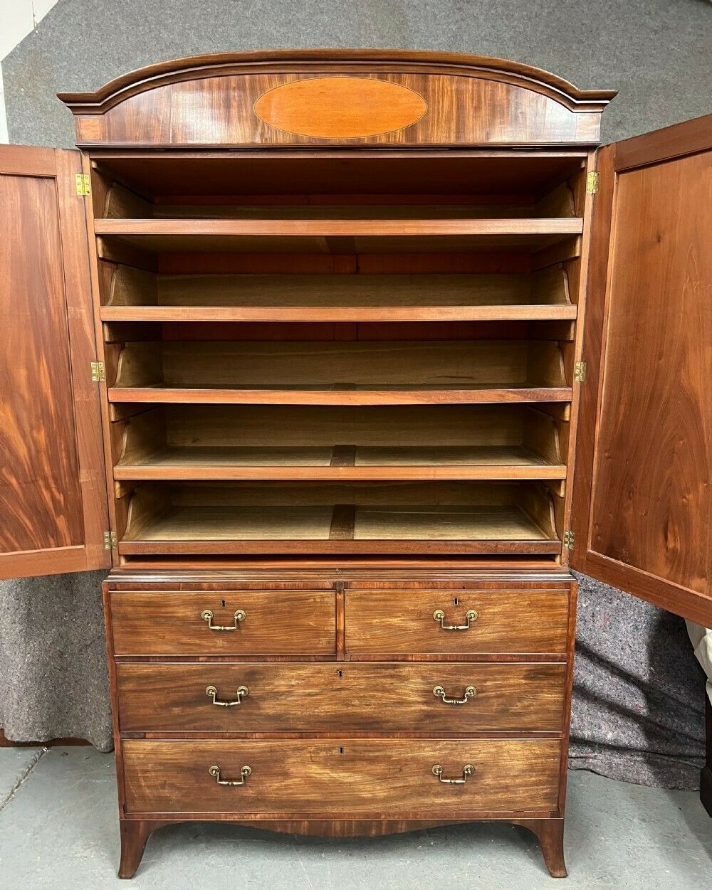 Superb Quality George IV Inlaid Linen Press photo Furniture