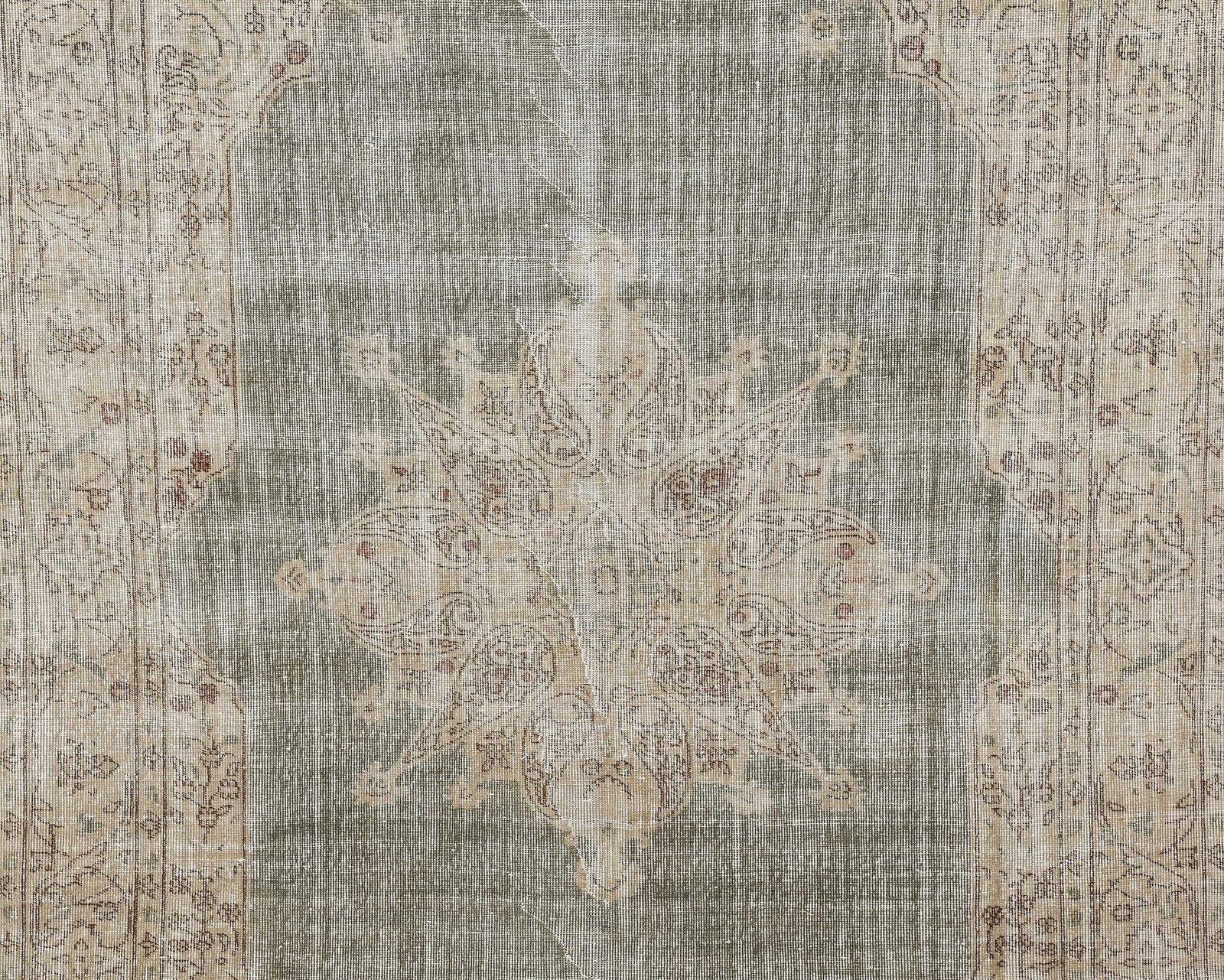 6.3x9.3 Vintage Turkish Rug, Green Rug, Low Pile Rug, Antique Rug, Anatolian Rug, Neutral Rug, Living Room Rug, Handmade Rug, Entryway Rug , photo for sale