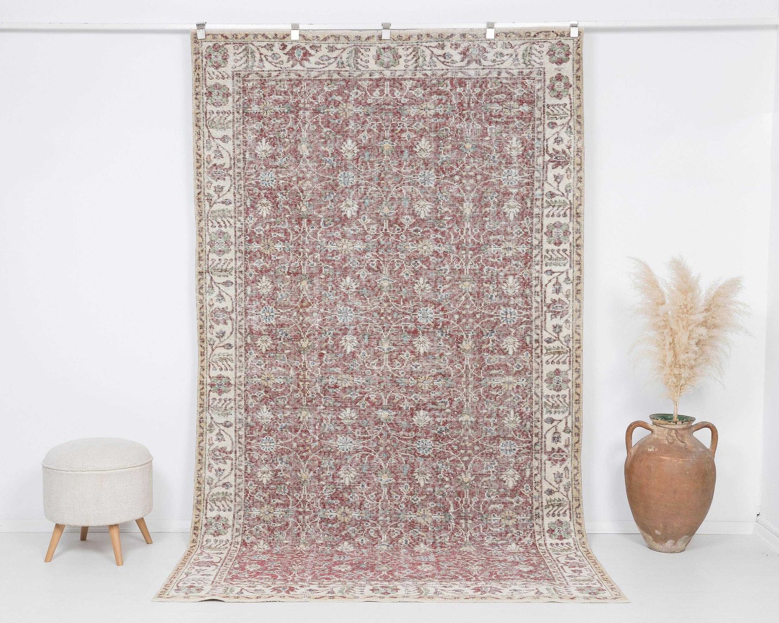 5.4x9.4 Feet Vintage Rug, Turkish Rug, Antique Rug, Low Pile Rug,Oushak Rug, Anatolian Rug, Handmade Rug,Naturel Rug,Living Room Rug photo furniture