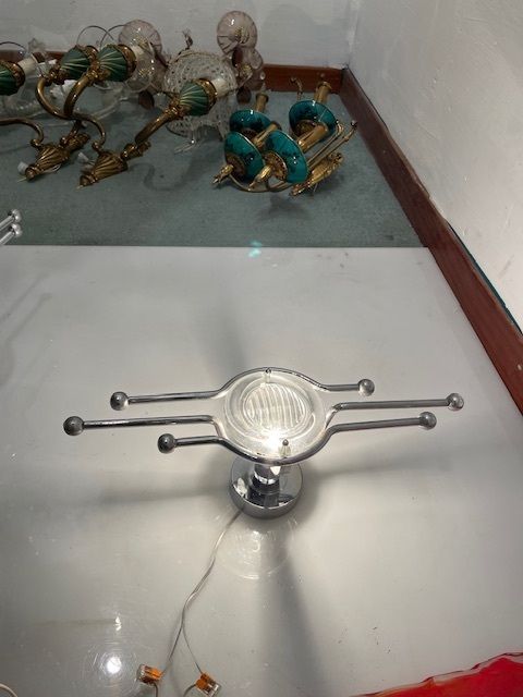 Steel Italian Sconces Sculptural Form Glass Lens 1970 Stilkronen photo for sale