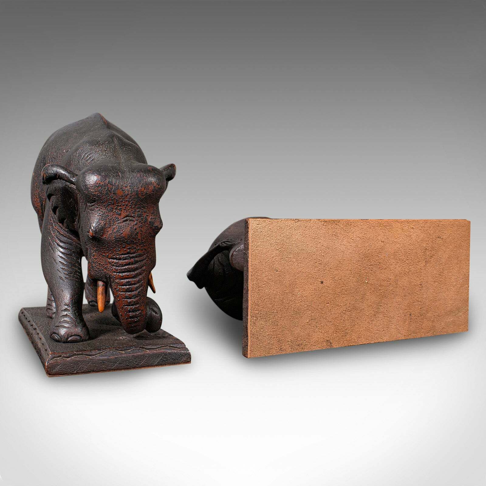 photo furniture Pair Of Antique Elephant Bookends, English, Book Rest, Home Library, Victorian