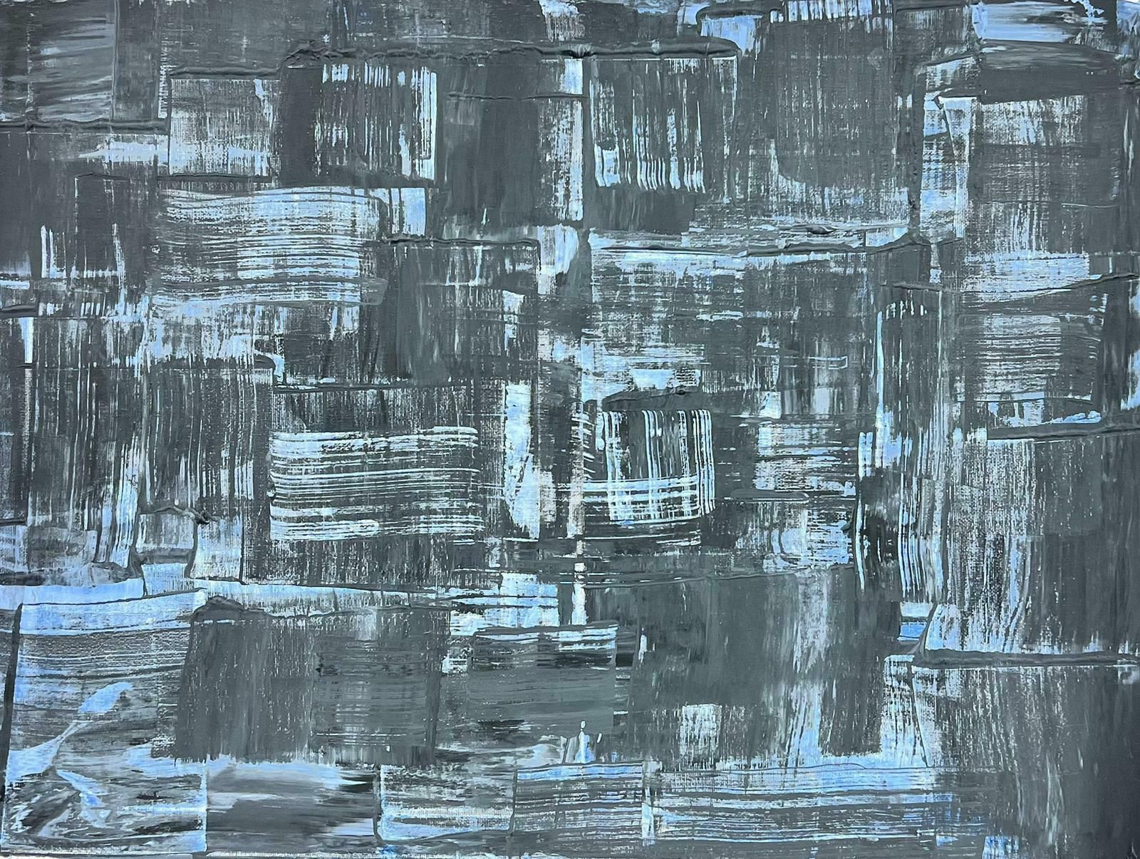 Robert Somertonblack Grey Blue British Expressionist Abstract Original Painting On Canvasc. 2023