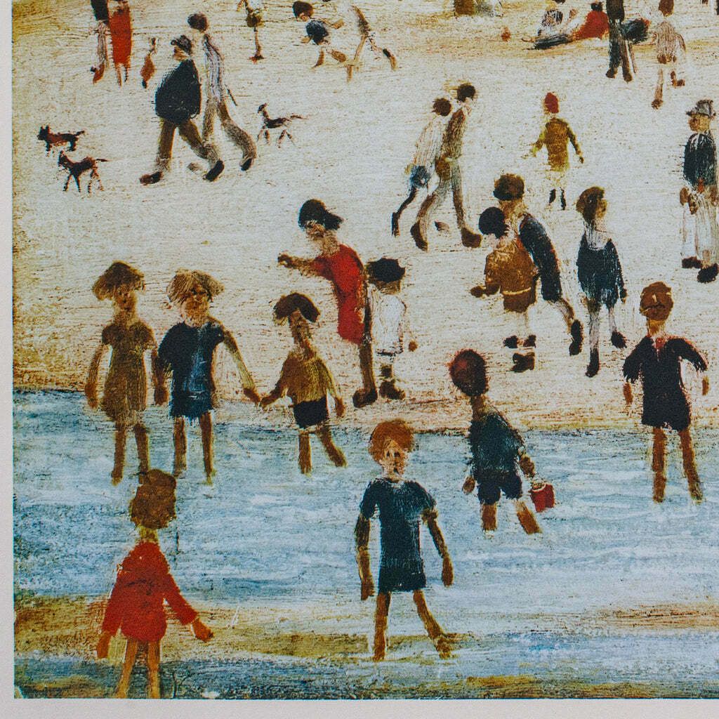 Vintage Print, At The Seaside, Ls Lowry, English, Framed Art Reproduction, 1990 photo 895.0