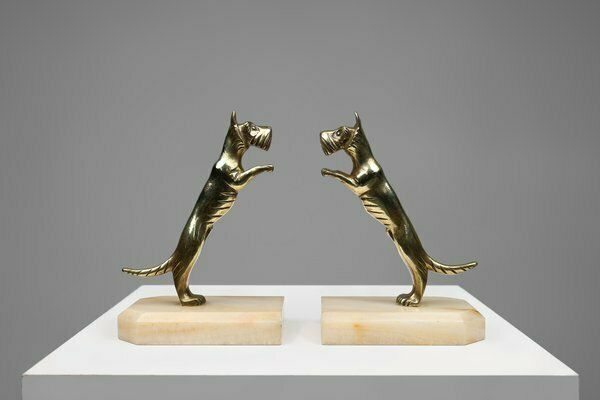 Art Deco Bookends In Copper With Marble Bases, France, 1930s, Set Of 2 photo for sale