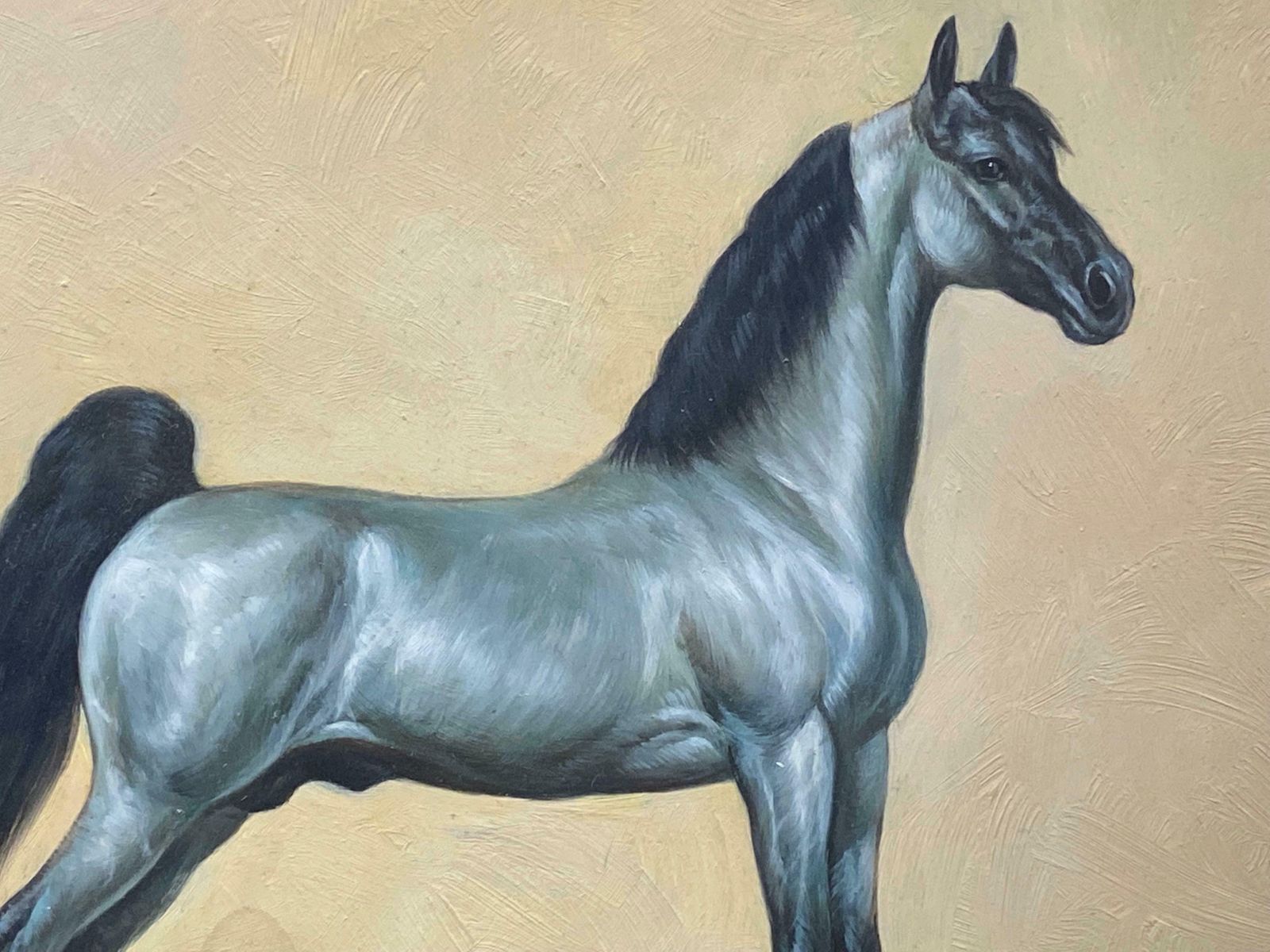 British Sporting Artfine Equestrian Horse Portrait British Oil Painting   Horse Standing20th Century photo furniture