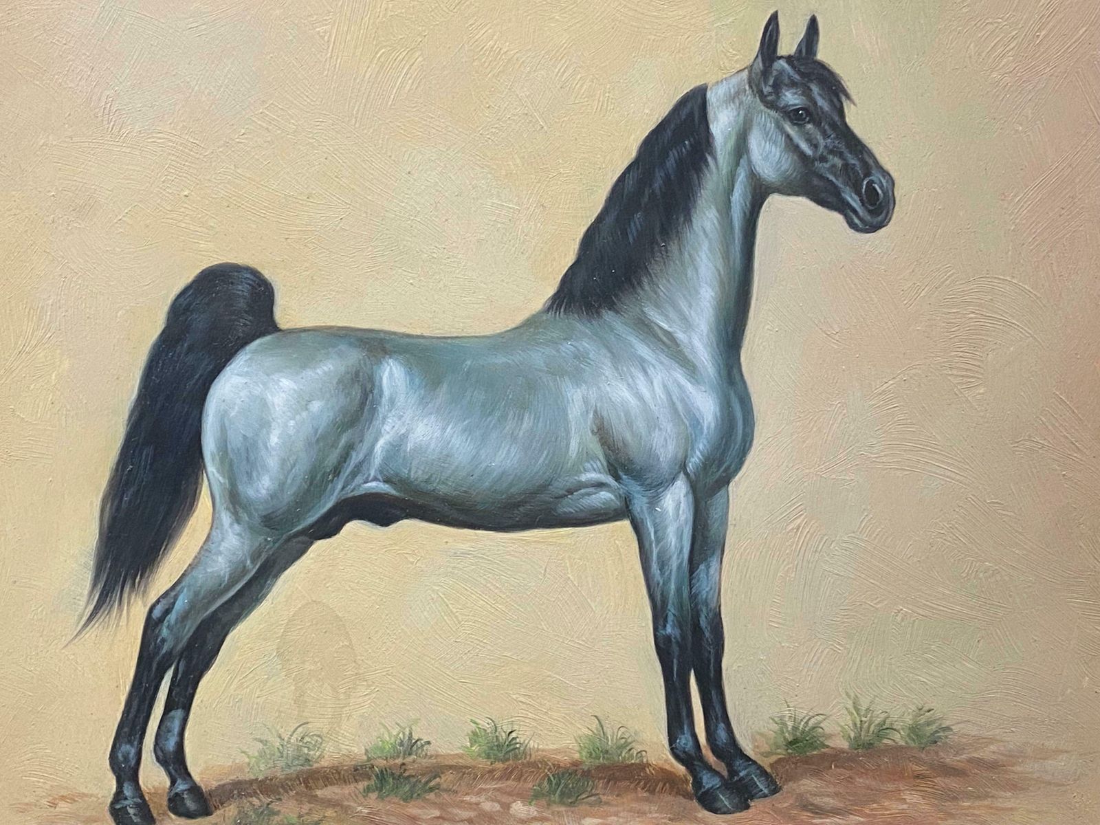 British Sporting Artfine Equestrian Horse Portrait British Oil Painting   Horse Standing20th Century photo Art