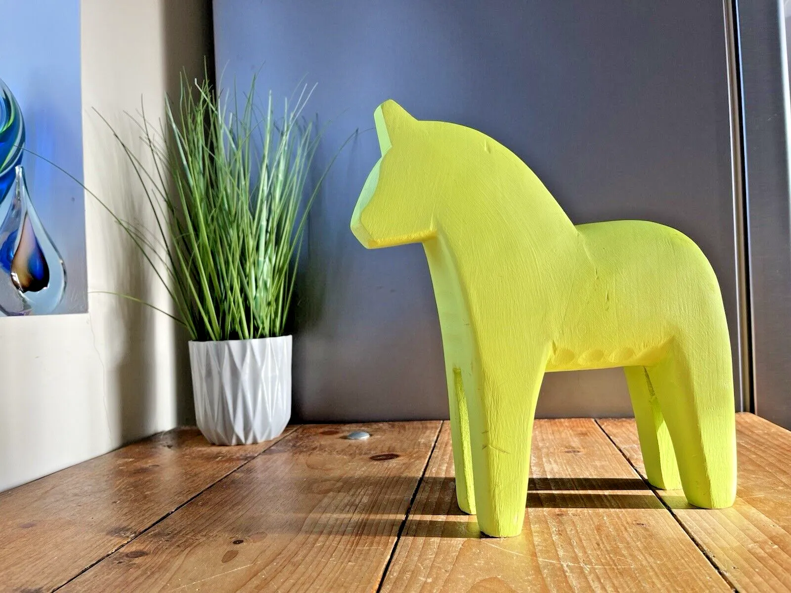 Large 27cm Vintage Swedish Lime Wooden Folk Art Dala Horse Dalahast Ikea Stolle