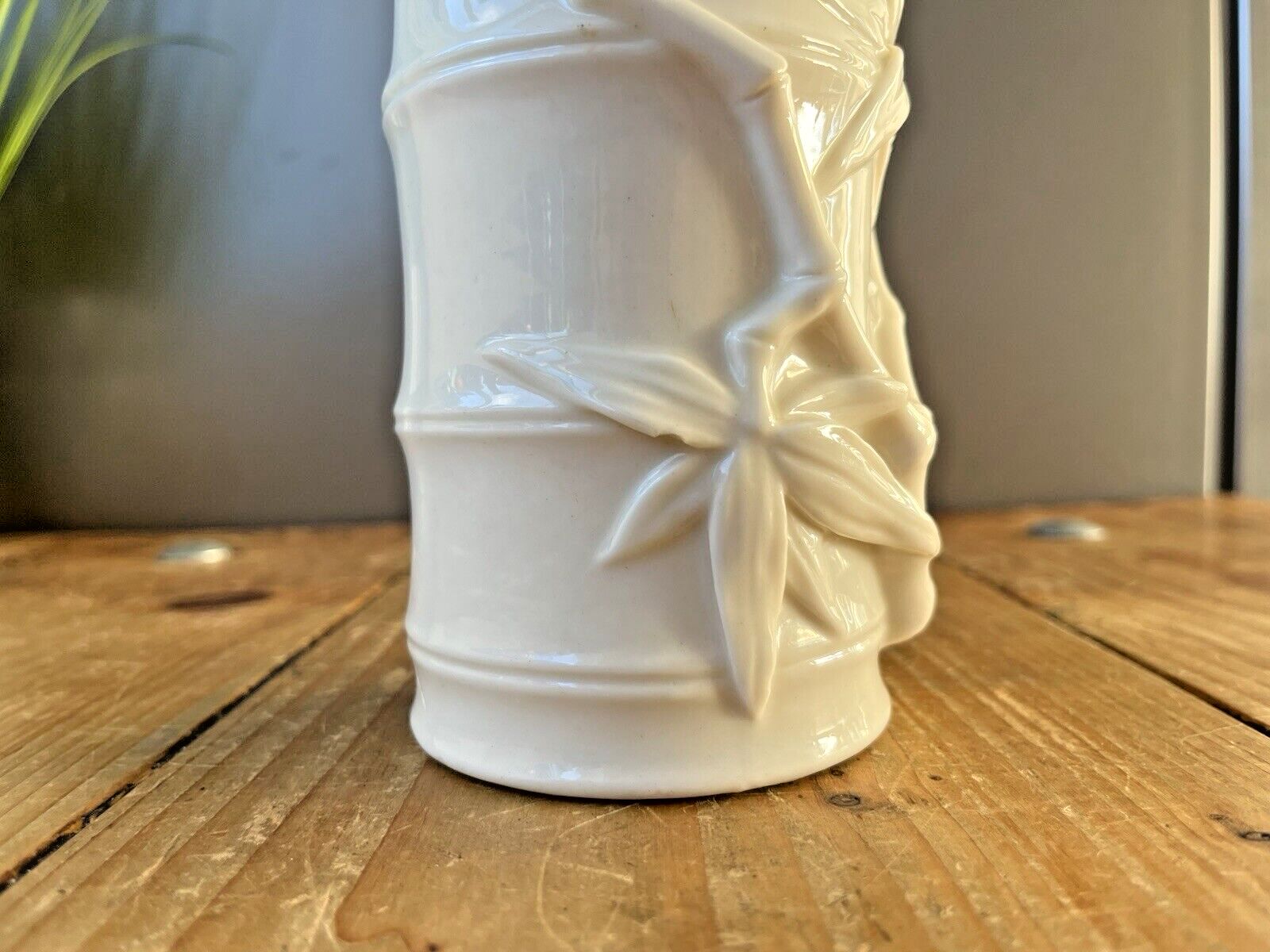 Antique C1888 Royal Worcester Aesthetic Movement Bamboo Shoot Ivory Leaf Vase photo 110.0