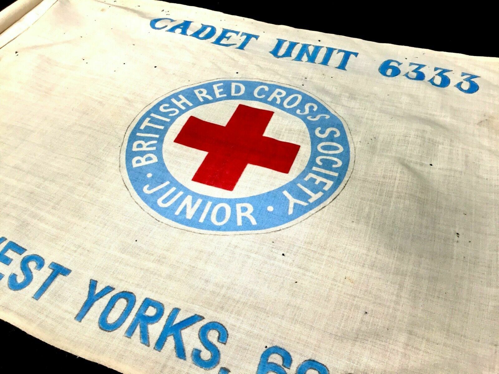 Antique Flag   Junior British Red Cross Parade On Original Wooden Flag Pole photo for sale