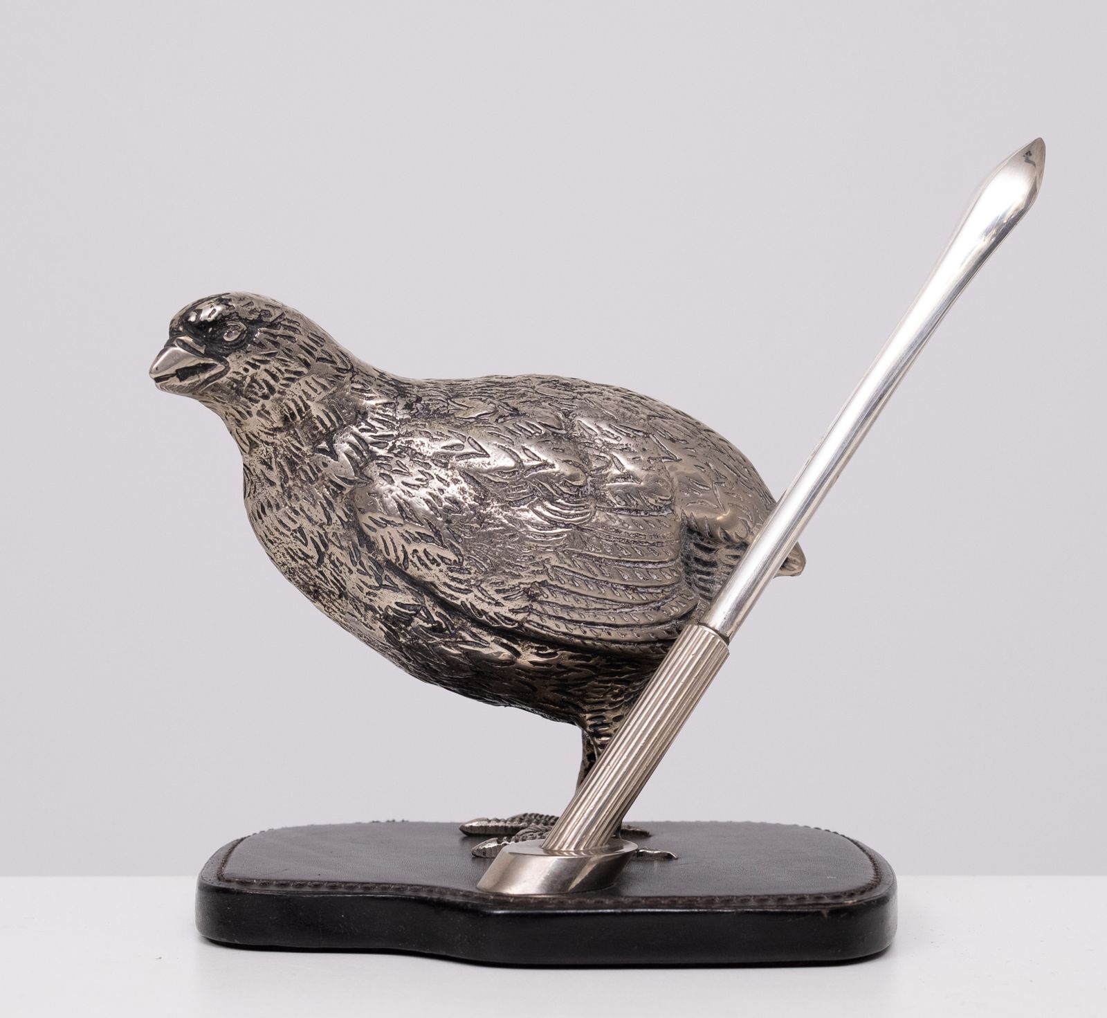 Gucci Silver Plate Quail Penholder 1970s Italy