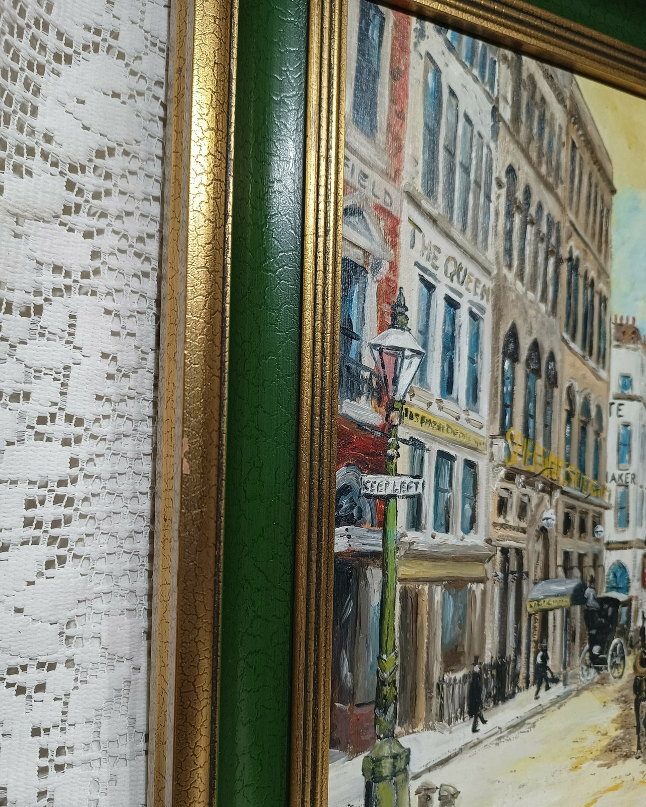 Large Oil Painting On Stretched Canvas,The Strand London,Horses Carriages Imprestionist Style Artist Signed Holmes. photo vinterior