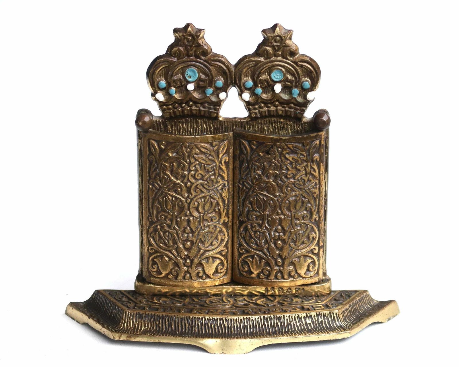 Judaica Messing Standaard Met De Tien Geboden, Hein Ami Israel, Ca. Jaren 1960 / Torah, Jeruzalem, Judaica, Joods, Entree photo furniture