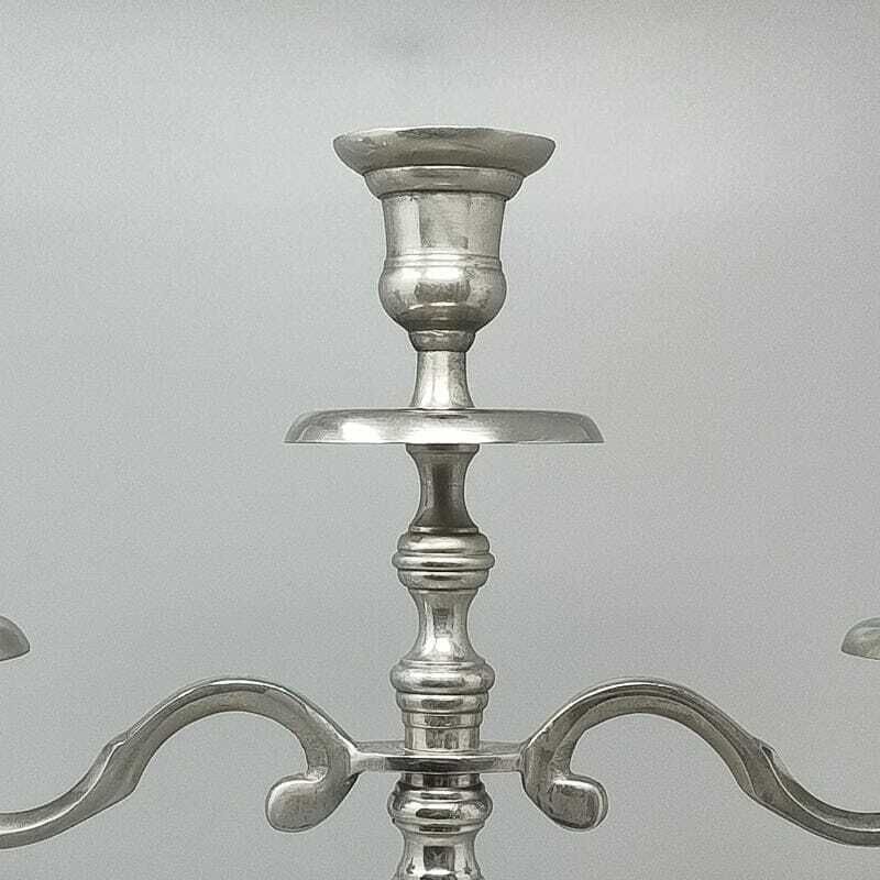 1950s Stunning Candelabra For Three Candles In Stainless Steel. Handmade. Made In Italy photo Home Decor