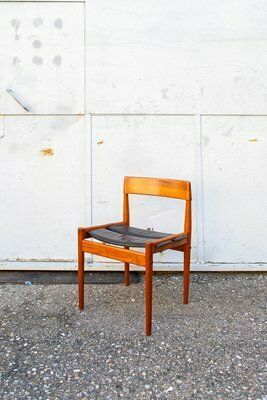 Teak And Leather Dining Chairs By P. Jeppesen For Grete Jalk, Denmark, 1959, Set Of 6 photo furniture