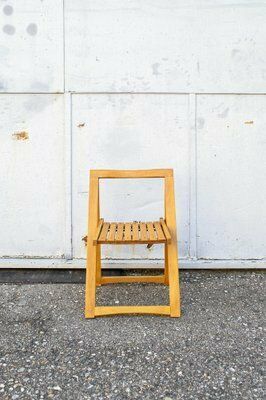 Trieste Folding Chairs In Beech By Aldo Jacober For Bazzani, Italy, 1960s, Set Of 3 photo for sale