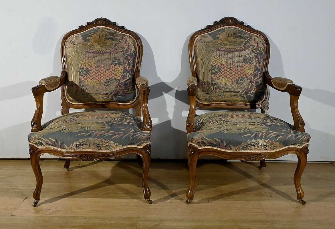 Louis XV Style Living Room In Walnut – 1920 photo Furniture