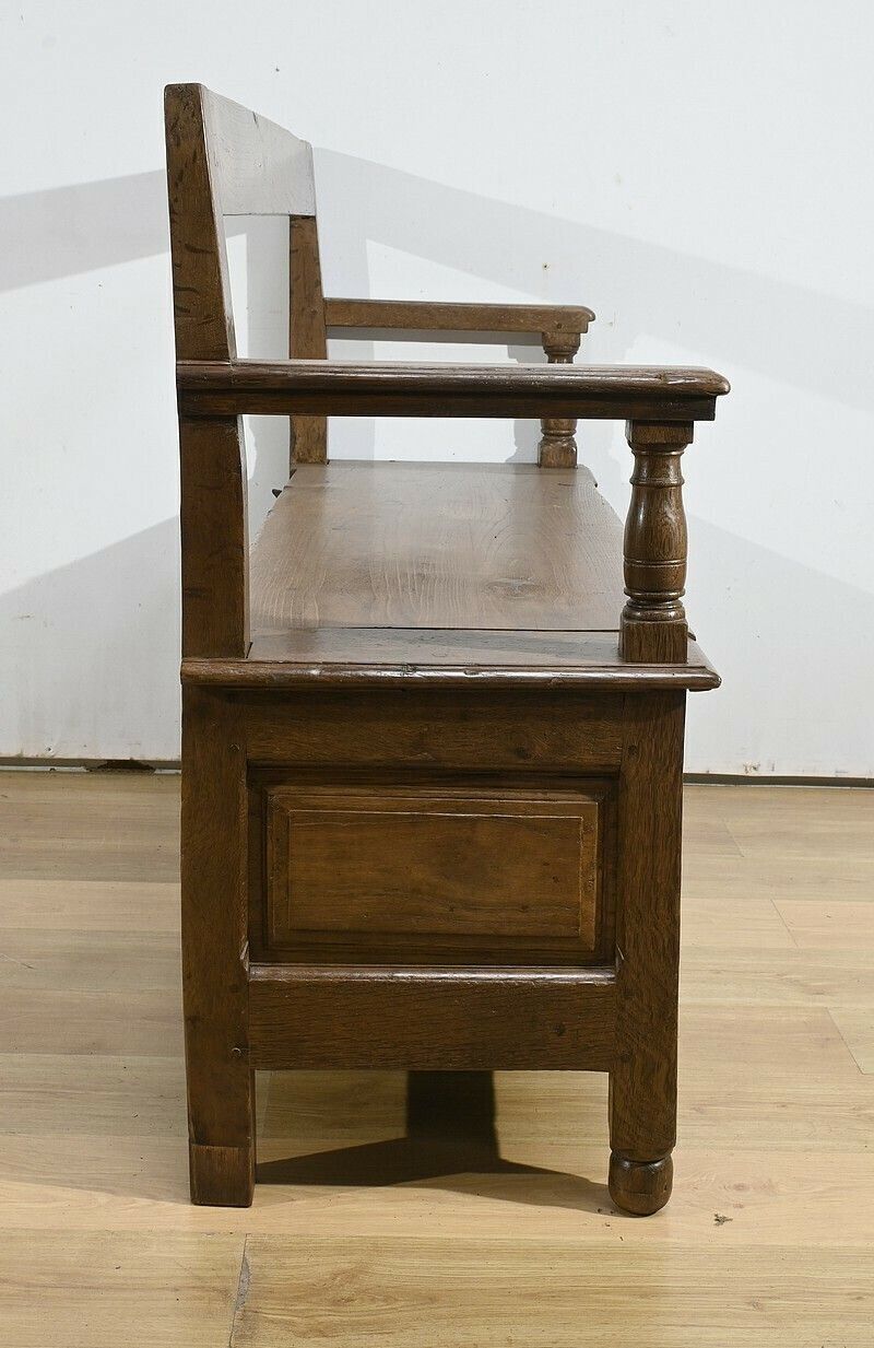 Solid Oak Landing Chest Bench – 1920 photo vintage