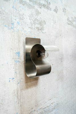 Curved Steel Wall Light, Italy, 1970s photo furniture