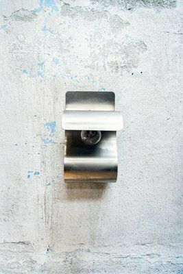 Curved Steel Wall Light, Italy, 1970s photo for sale