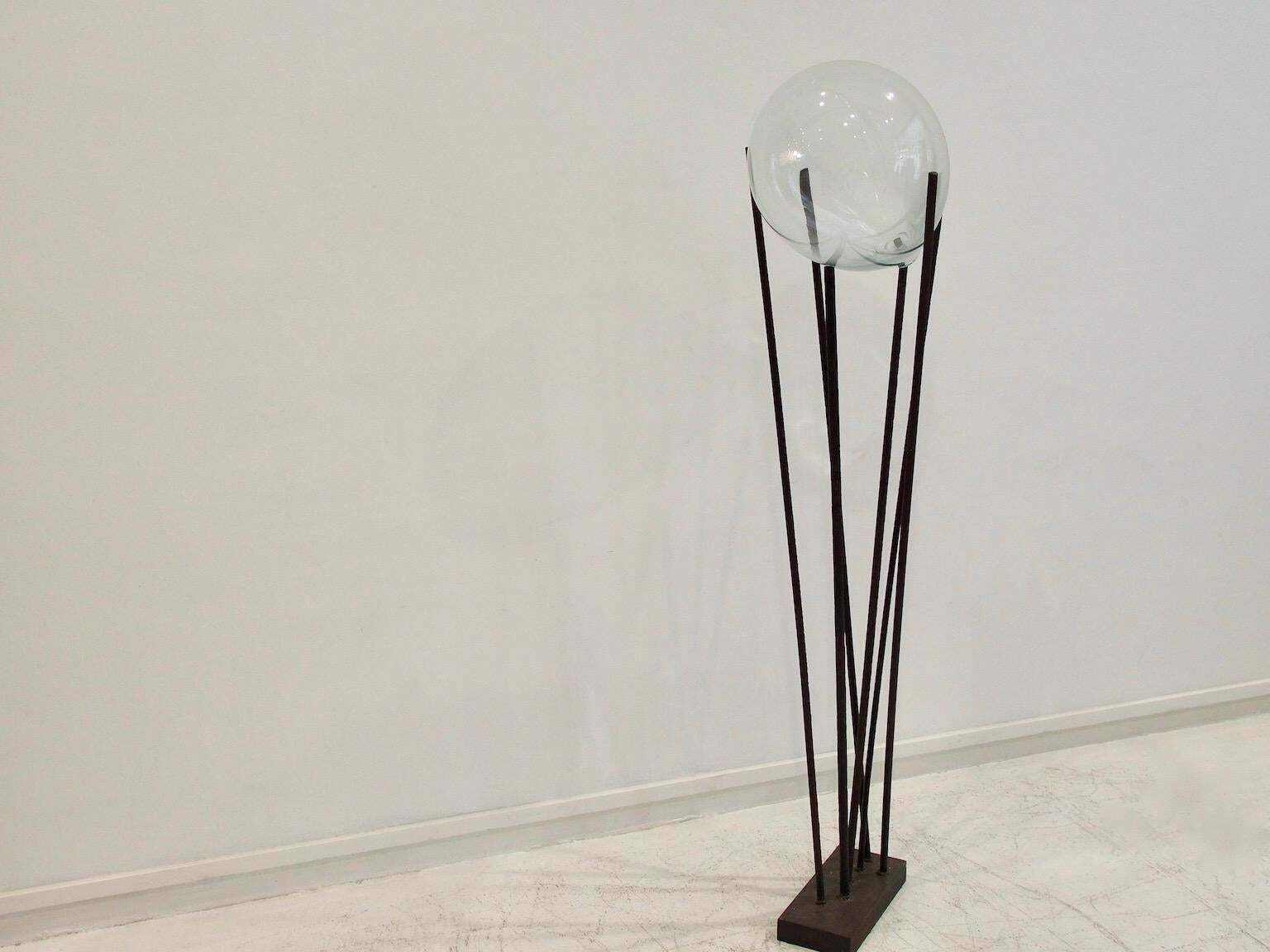 photo for sale Blown Colorless Glass And Metal Sculpture By Xavier Carrere