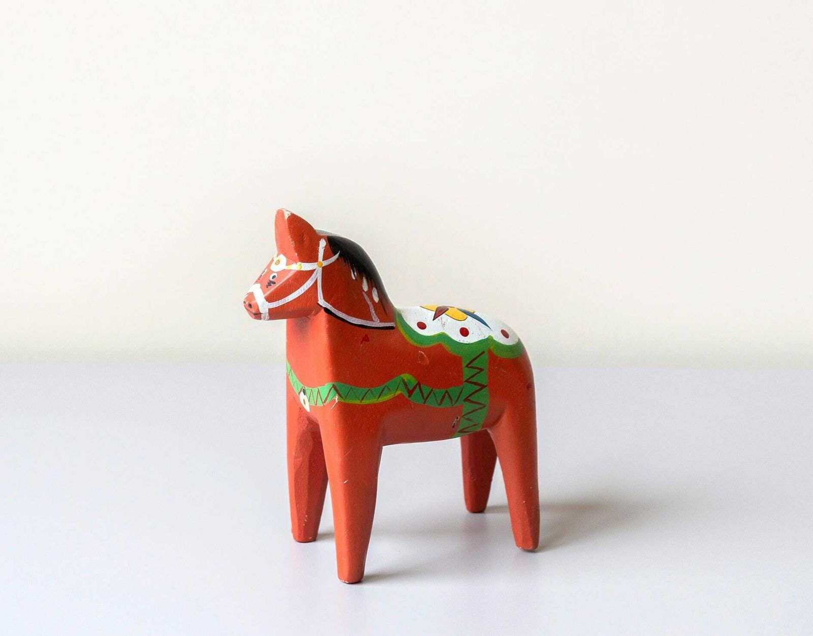Swedish Dala Horse Statue, Hand Painted Red Figurine, Decorative Folklore Statue, Wooden Pony, Farmhouse Decor, Made In Sweden