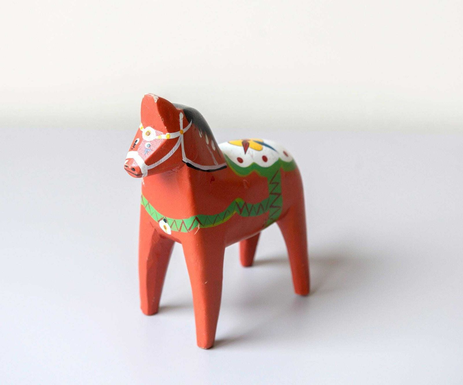 Swedish Dala Horse Statue, Hand Painted Red Figurine, Decorative Folklore Statue, Wooden Pony, Farmhouse Decor, Made In Sweden photo for sale