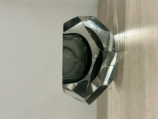 701.0 Vase And Ashtray In Faceted Submerged Murano Glass By Flavio Poli, 1960s, Set Of 2 photo