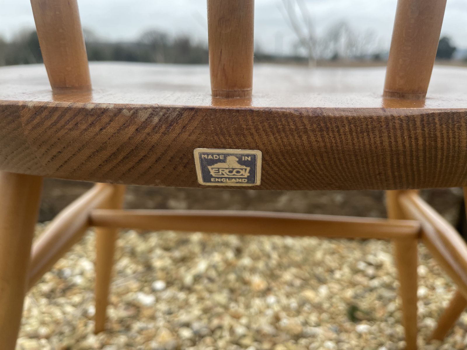 Set Of 4 Ercol Goldsmith Dining Chairs In Blonde , Blue Label photo for sale