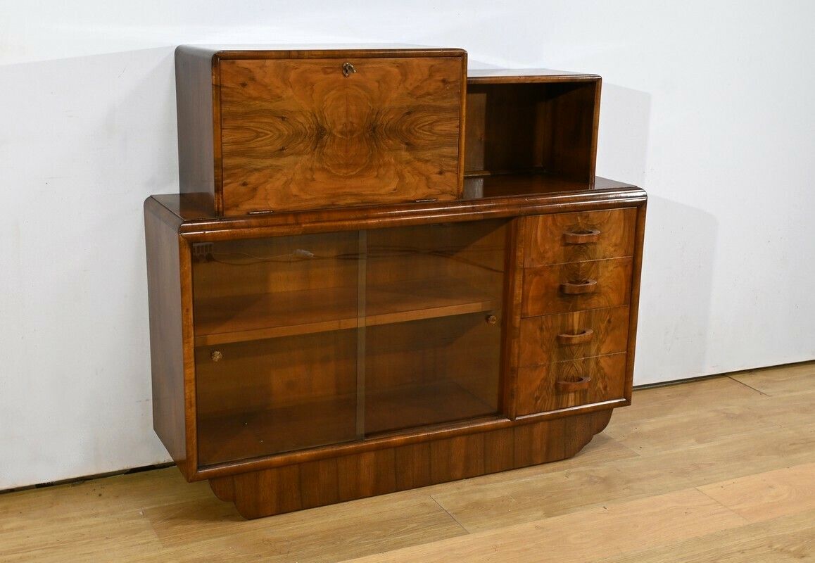 Rurka Glass Furniture In Burl Walnut, Art Deco – 1940 photo furniture