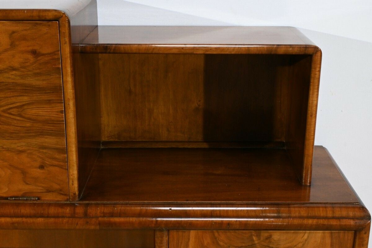 Rurka Glass Furniture In Burl Walnut, Art Deco – 1940 photo vintage