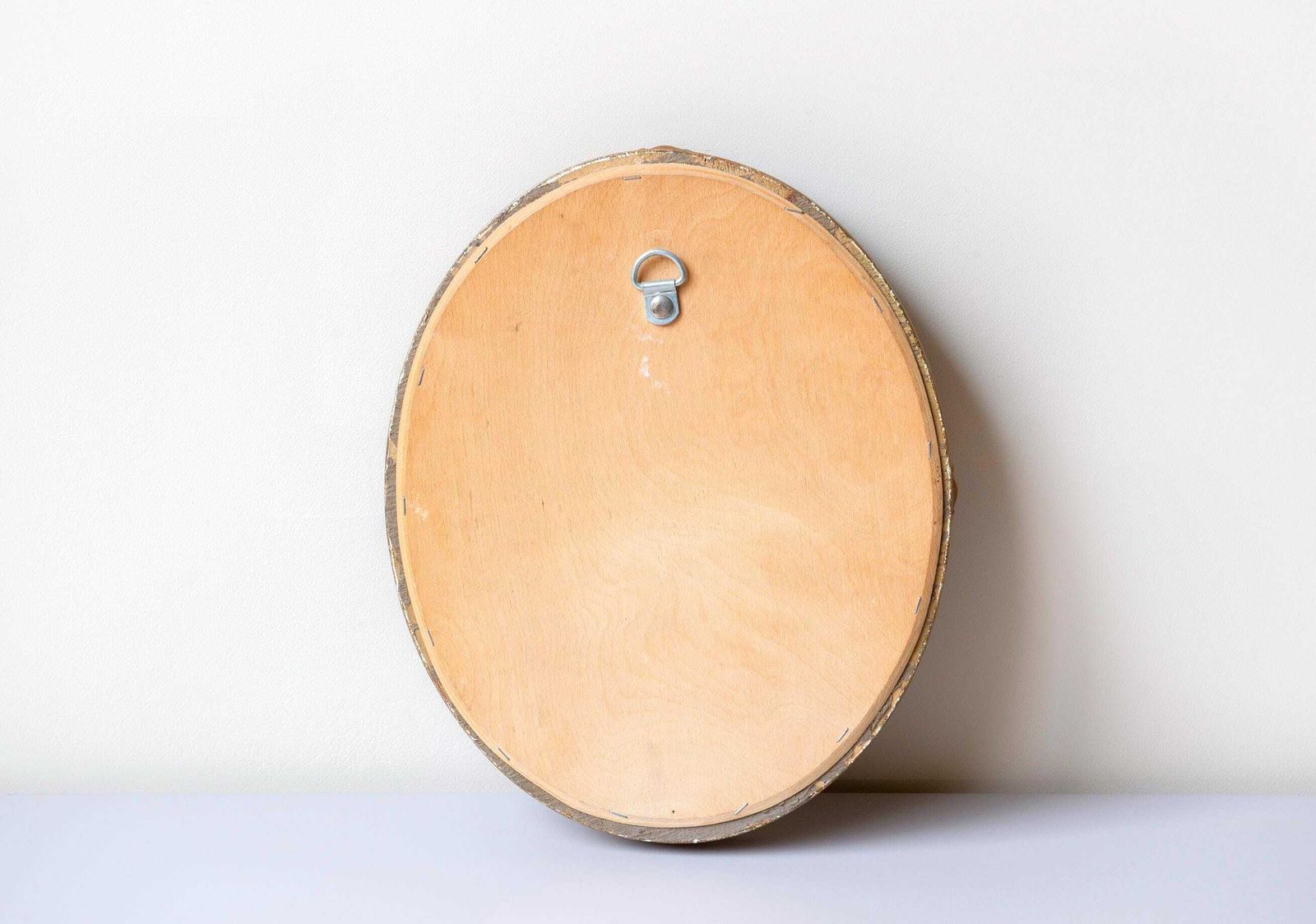 Oval Golden Mirror With Beveled Glass, Baroque Wall Mirror, Ornate Belgian Wall Mirror, Small Renaissance Style Mirror, 1960s Design photo 140.0