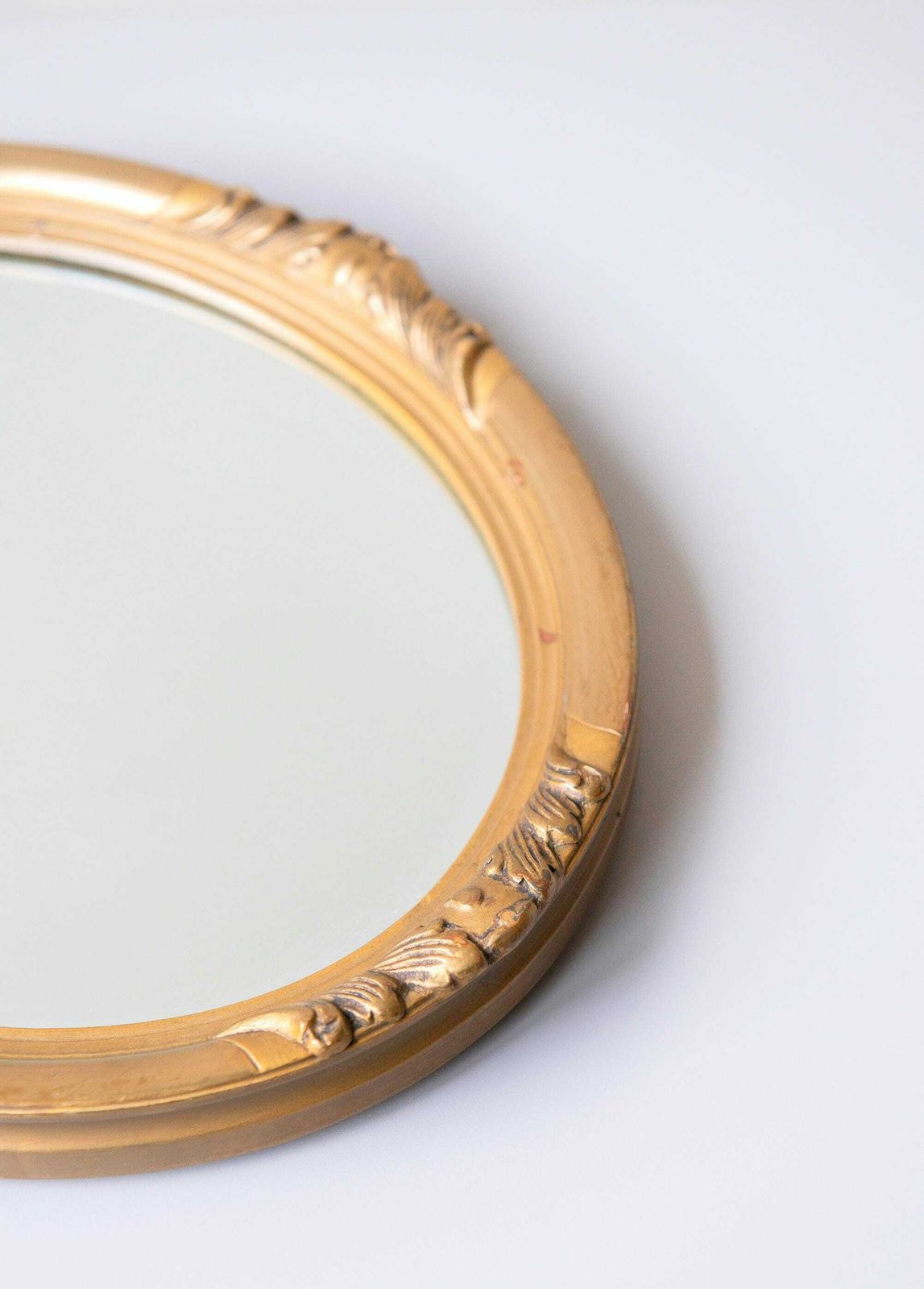 Oval Golden Mirror With Beveled Glass, Baroque Wall Mirror, Ornate Belgian Wall Mirror, Small Renaissance Style Mirror, 1960s Design photo buy