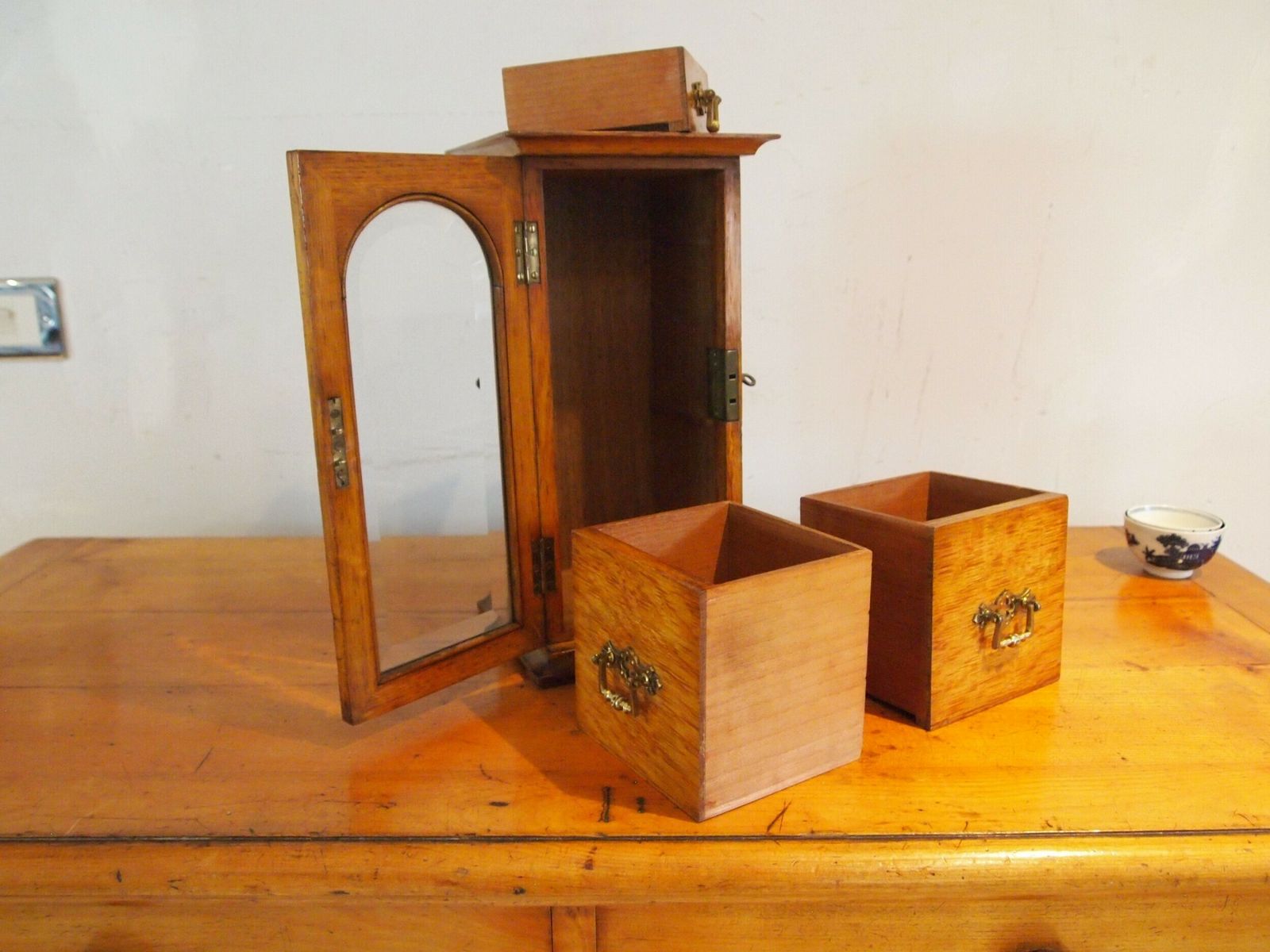 Rare Victorian Oak Arts & Crafts Sentry Collectors Chest Of Drawers C1880 photo vinterior