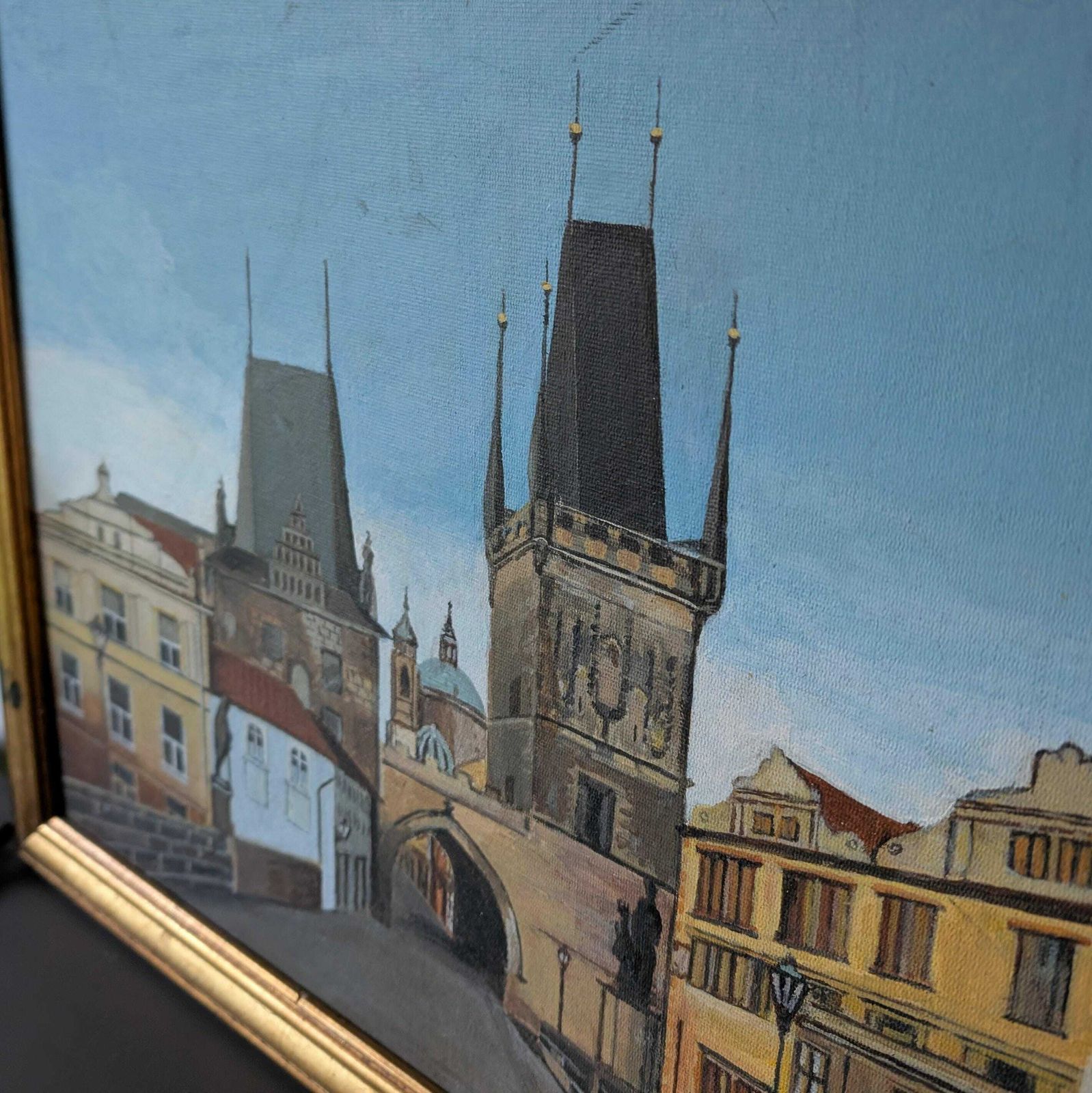Vintage Oil Painting Of Prague photo for sale