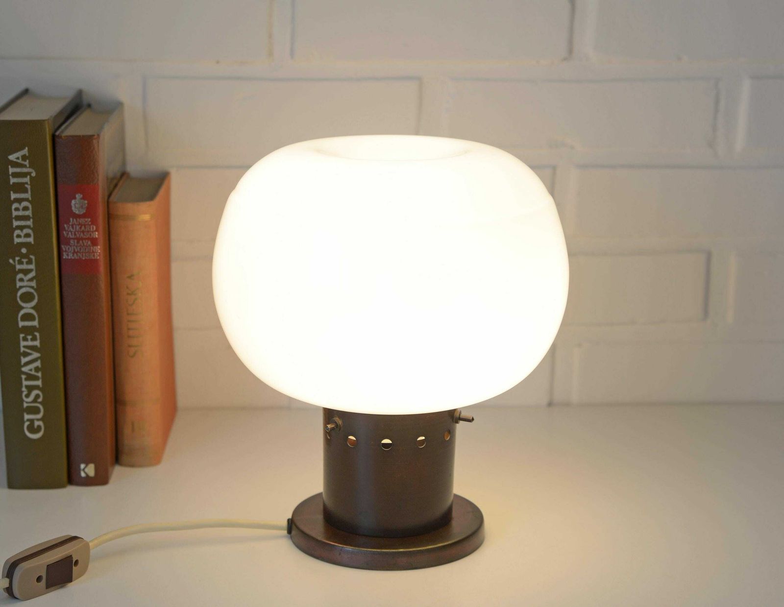 Vintage Copper Floor Lamp / Brutalist / Retro Desk Lamp / Light Fixture / Mid Century Modern / Space Age / Yugoslavia 1980's / Mushroom Lamp photo vinterior