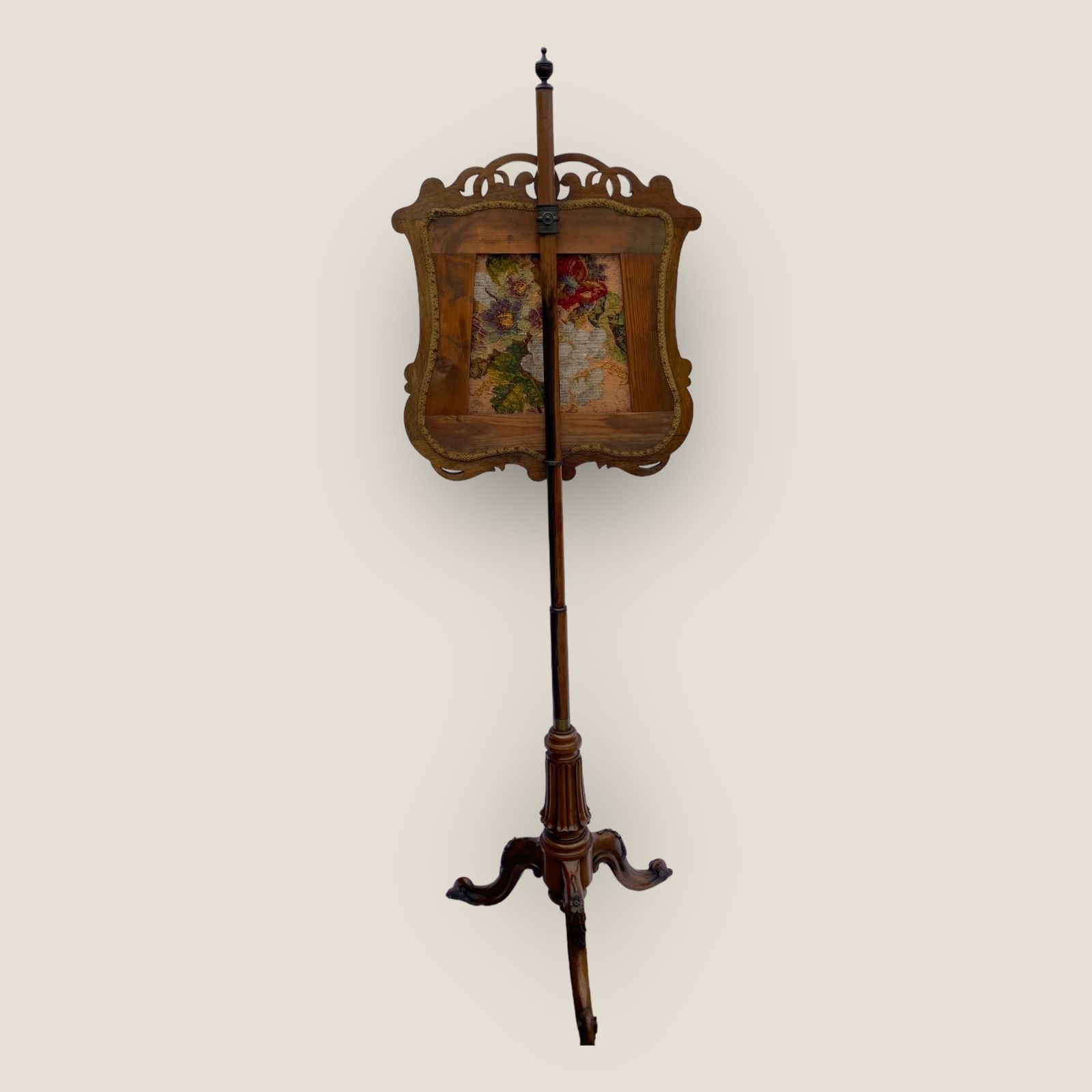 Early Victorian Rosewood Pole Tapestry Fire Screen photo for sale