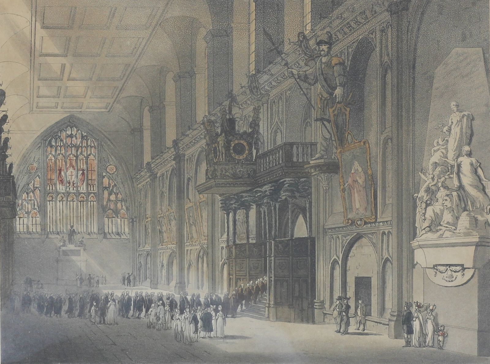 Coloured Engraving By Rowlandson With Aquatint By Bluck. Titled 'Guildhall'. photo furniture