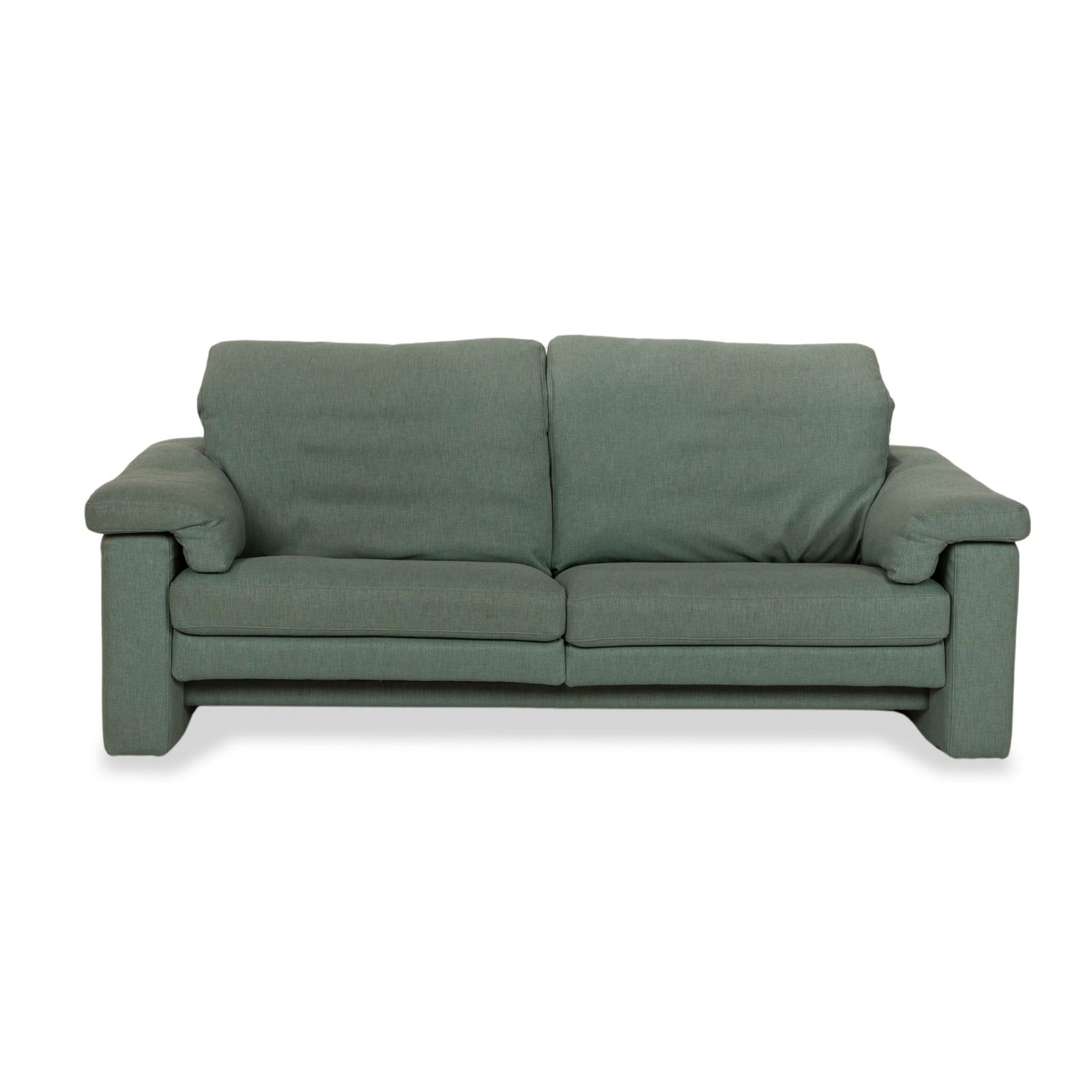 Canapé 2 places Rolf Benz 4000 en cuir, vert-bleu, à fonction manuelle
