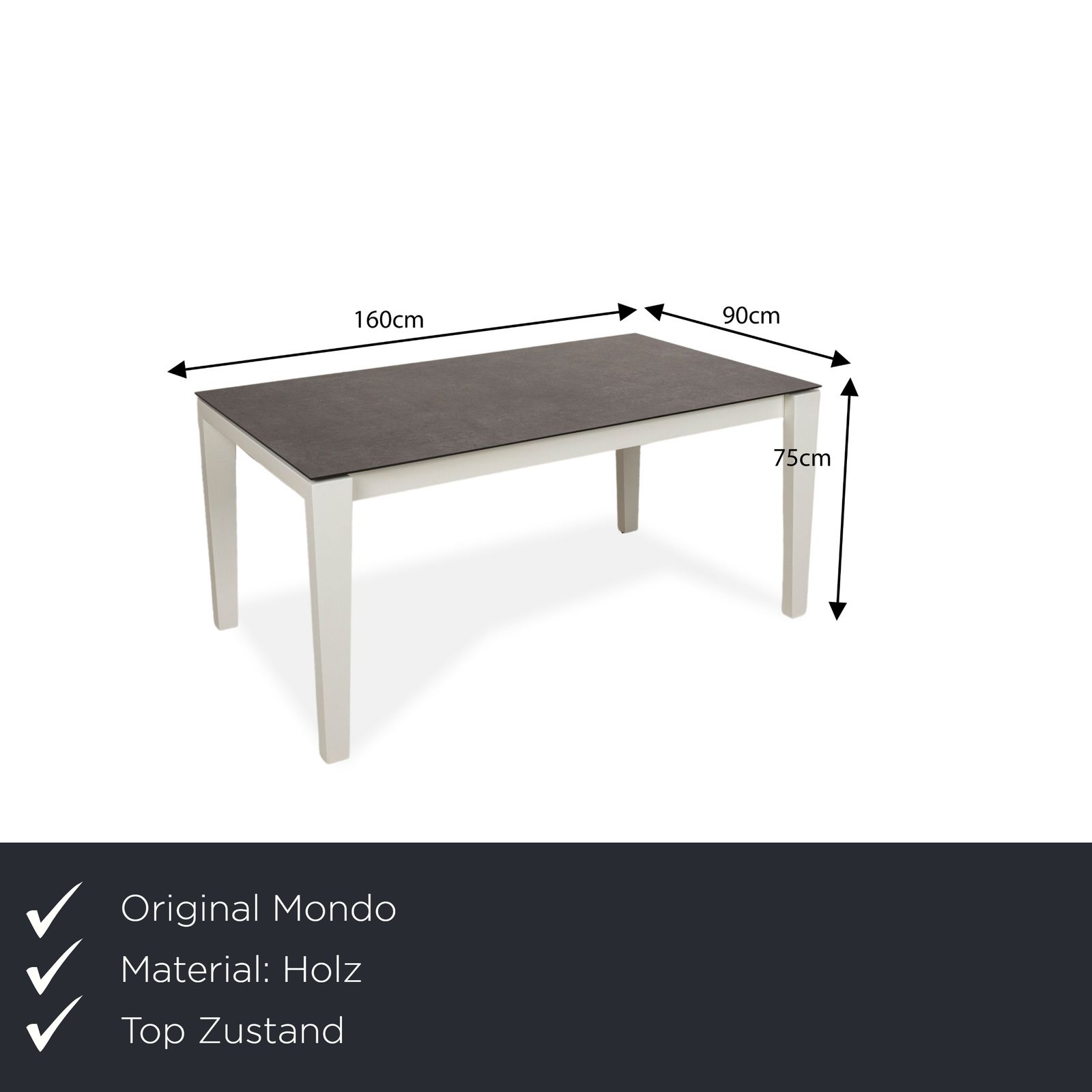 Mondo Qbis Dining Table Wood Resin Grey White photo furniture