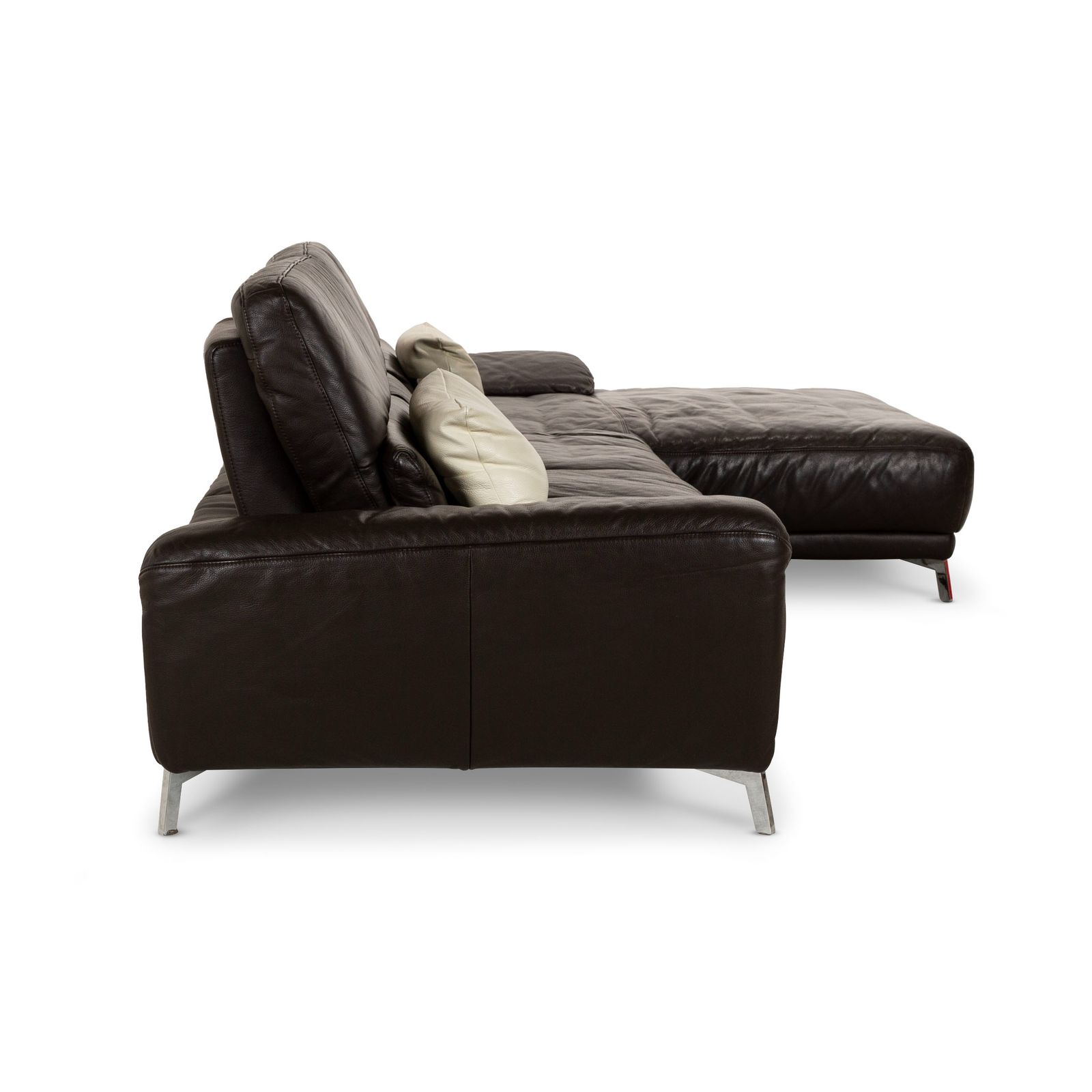photo furniture Canapé d'angle Musterring en cuir marron, récamière droite, fonction manuelle
