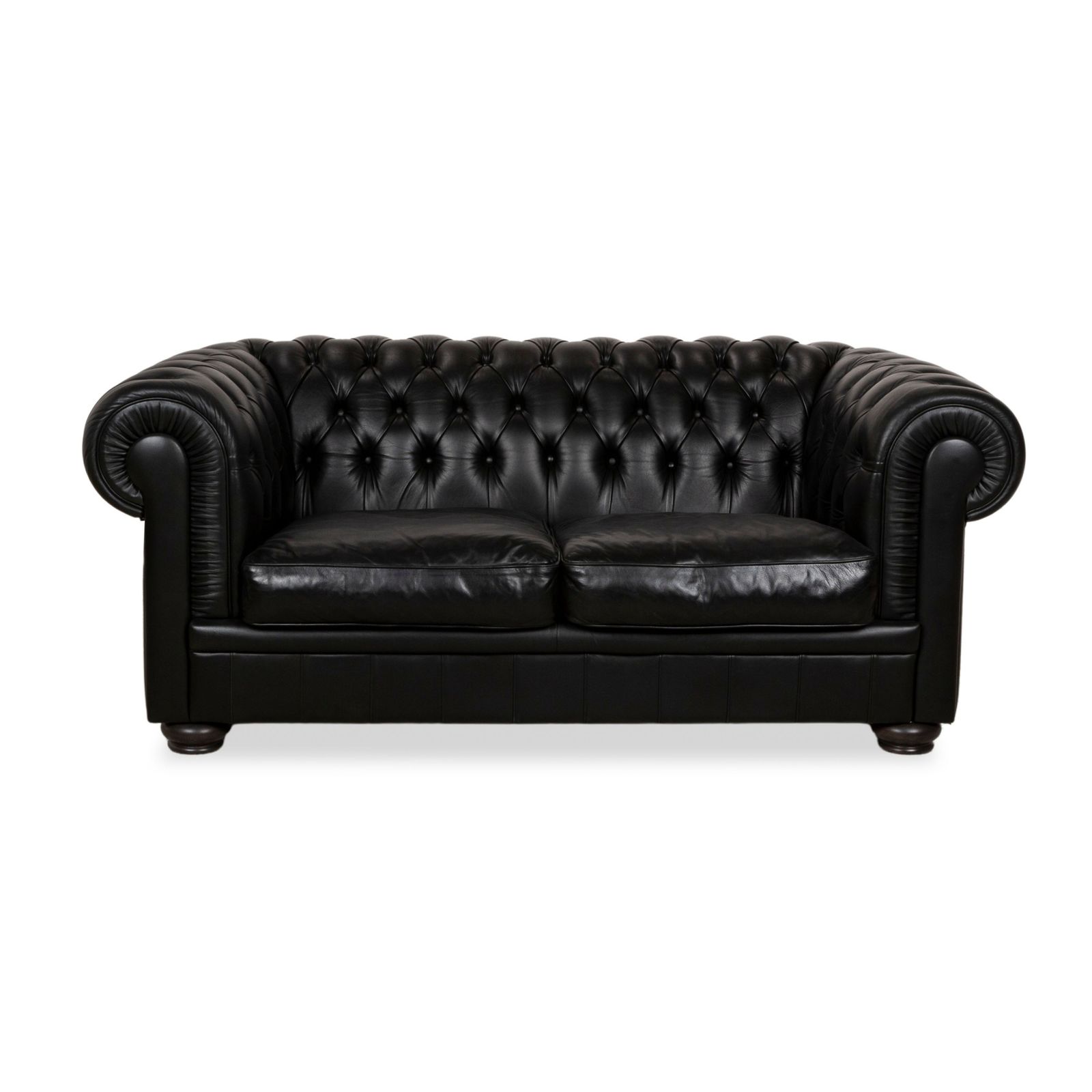 Canapé Chesterfield 2 places Natuzzi en cuir noir