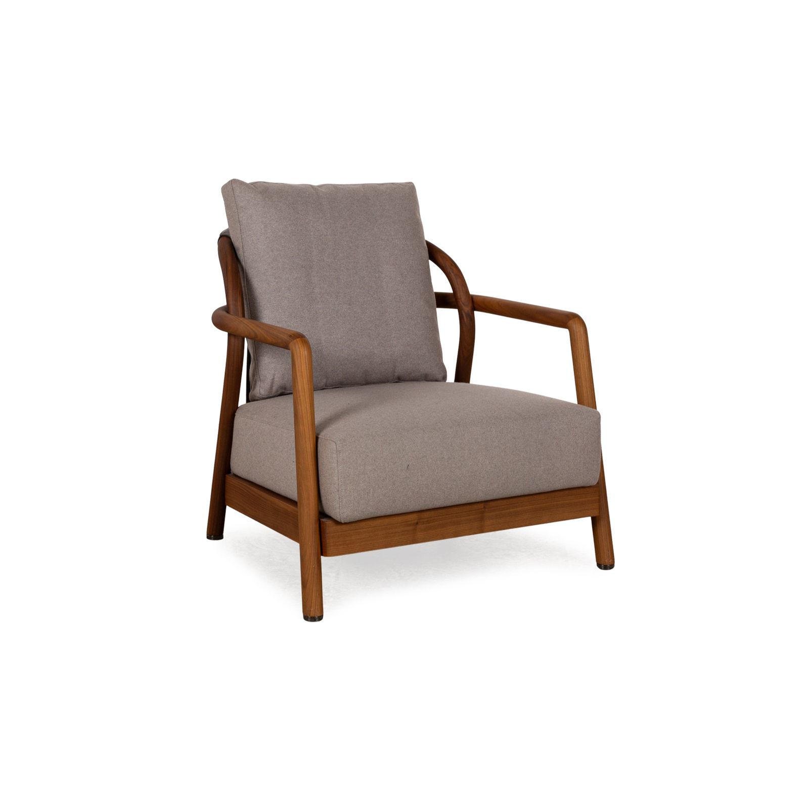 Fauteuil Flexform Crono en tissu gris, sur structure en bois