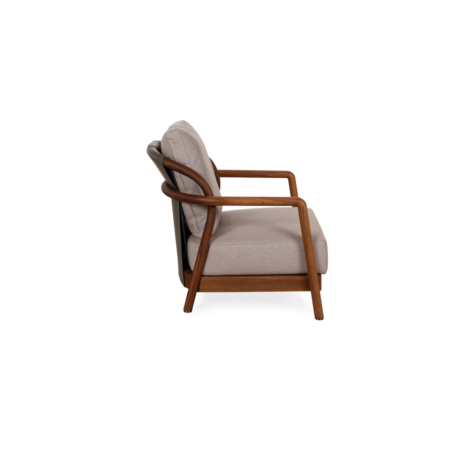 photo furniture Fauteuil Flexform Crono en tissu gris, sur structure en bois