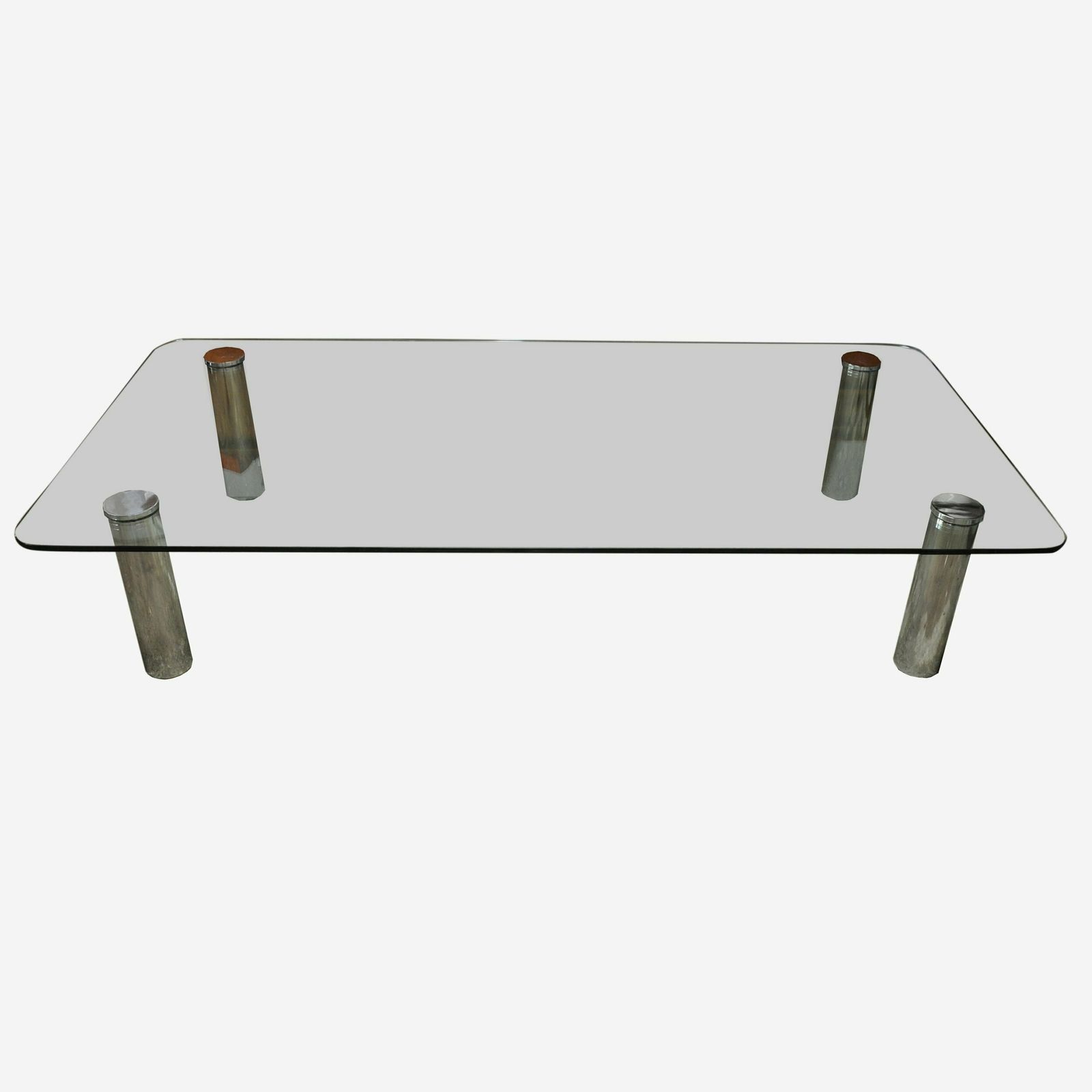 Large Glass And Chrome Coffee Table By Marco Zanuso For Zanotta, Italy, 1960s