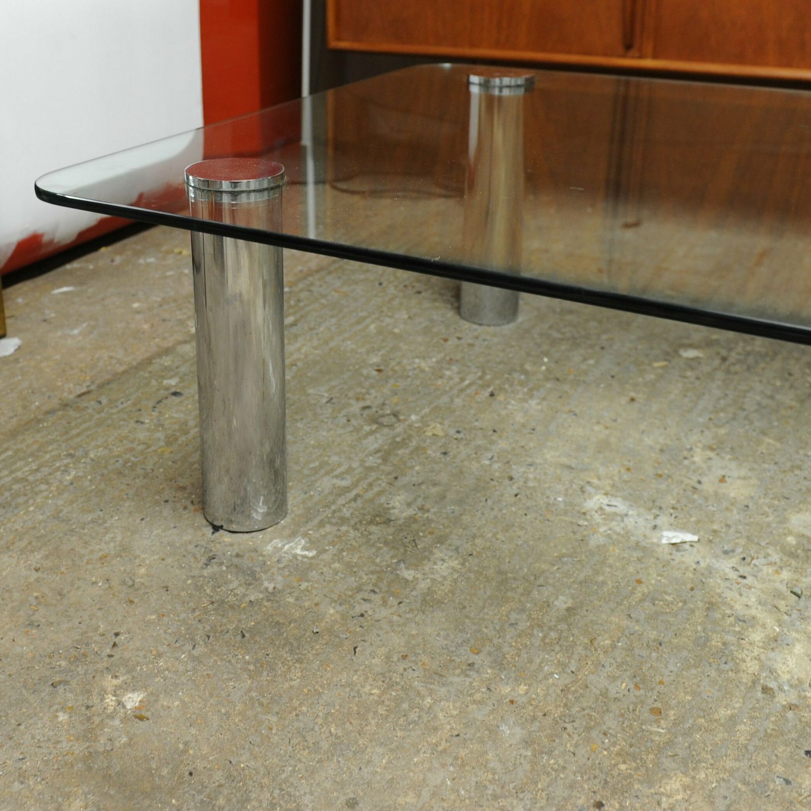 Large Glass And Chrome Coffee Table By Marco Zanuso For Zanotta, Italy, 1960s photo furniture