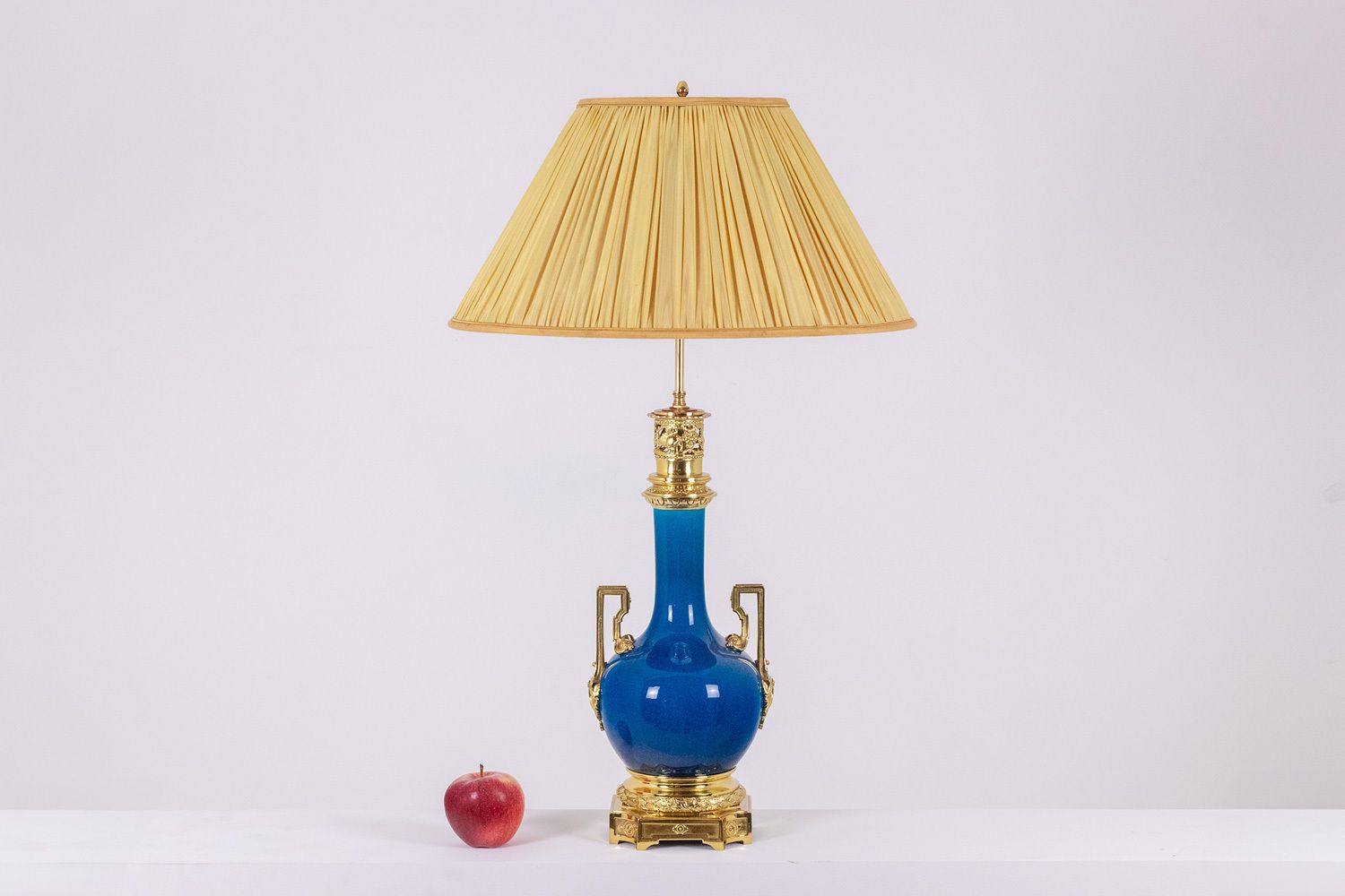 Lamp With Blue Porcelain And Gilded Bronze Handles. Circa 1880. photo for sale