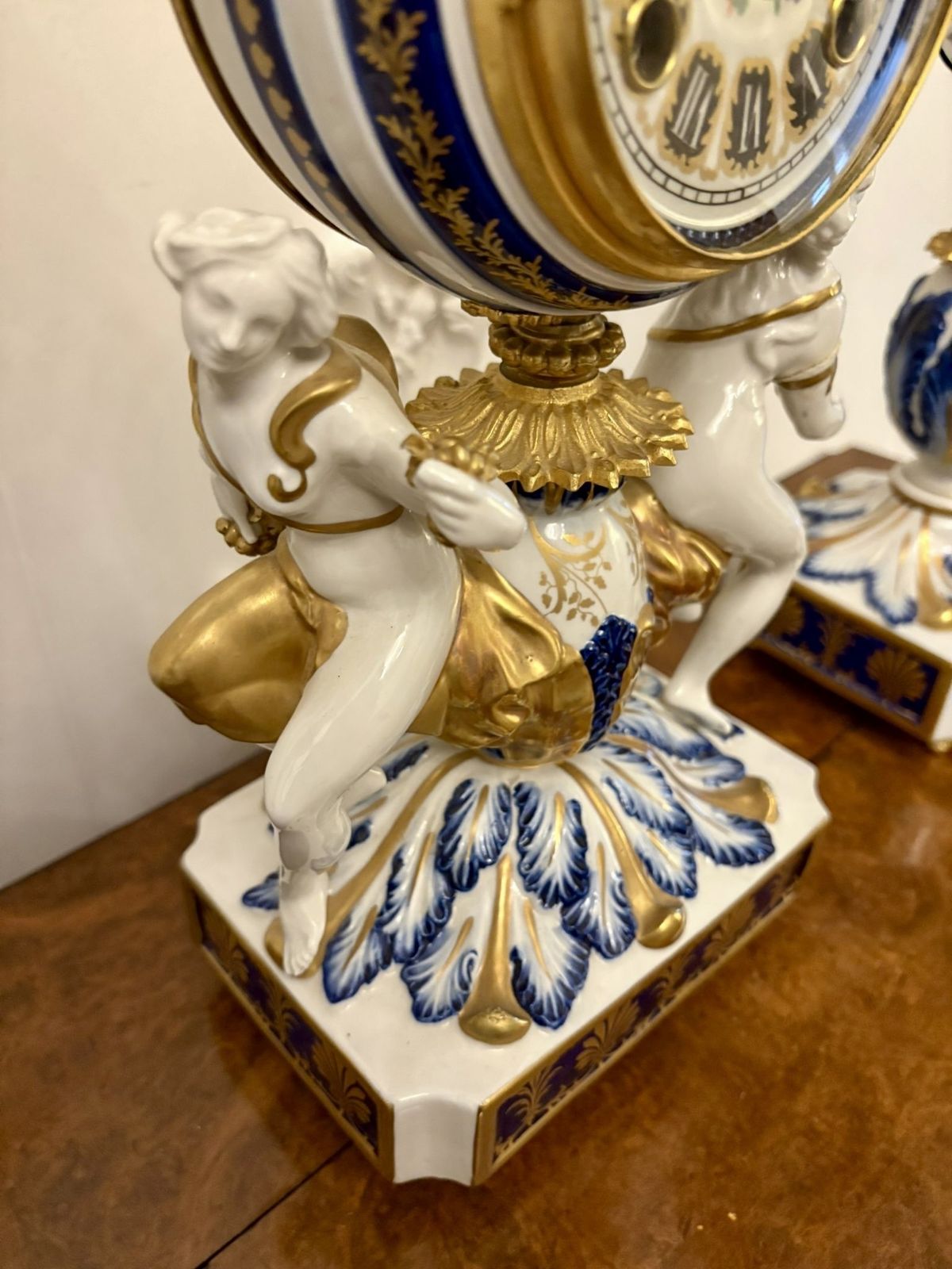 Outstanding Quality Large Antique 19th Century French Porcelain And Gilded Metal Clock Set photo Home Decor